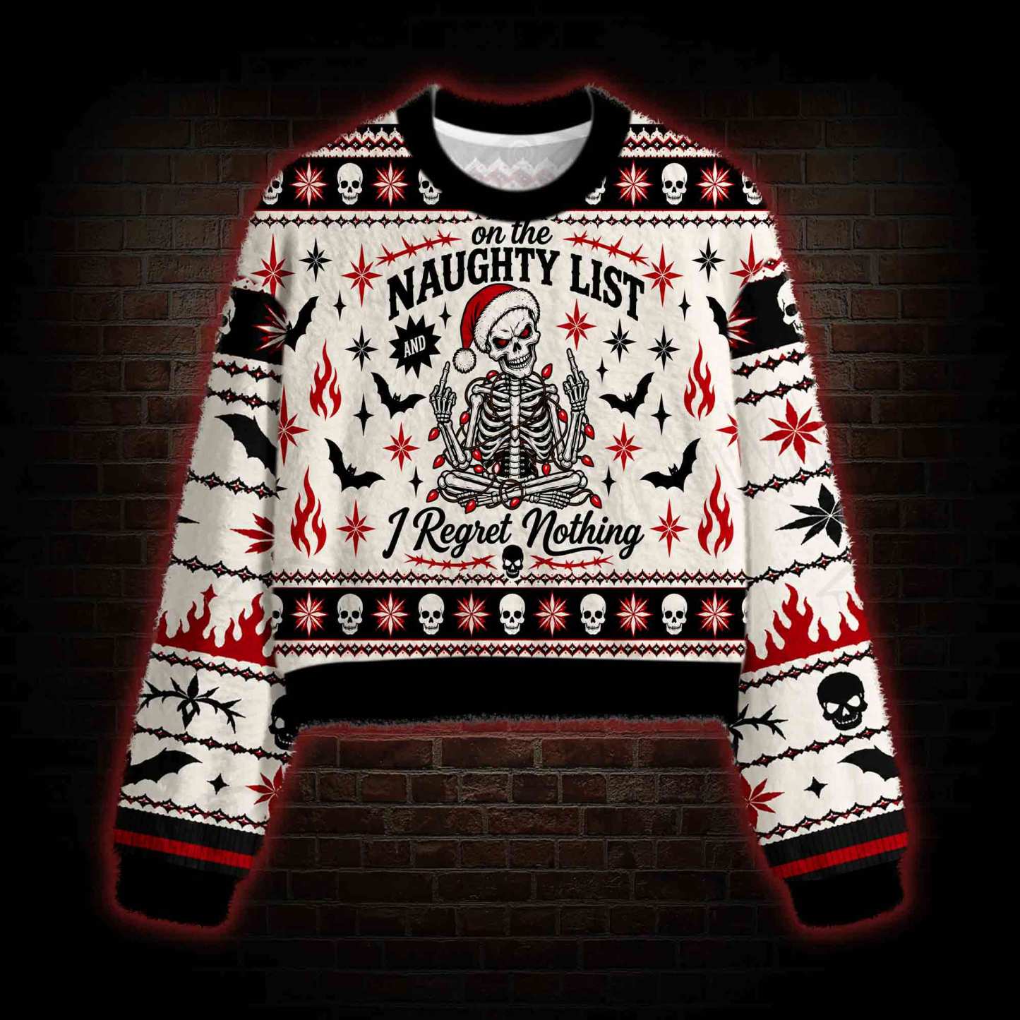 On the Naughty List and I Regret Nothing Women's Cropped Ugly Sweatshirt