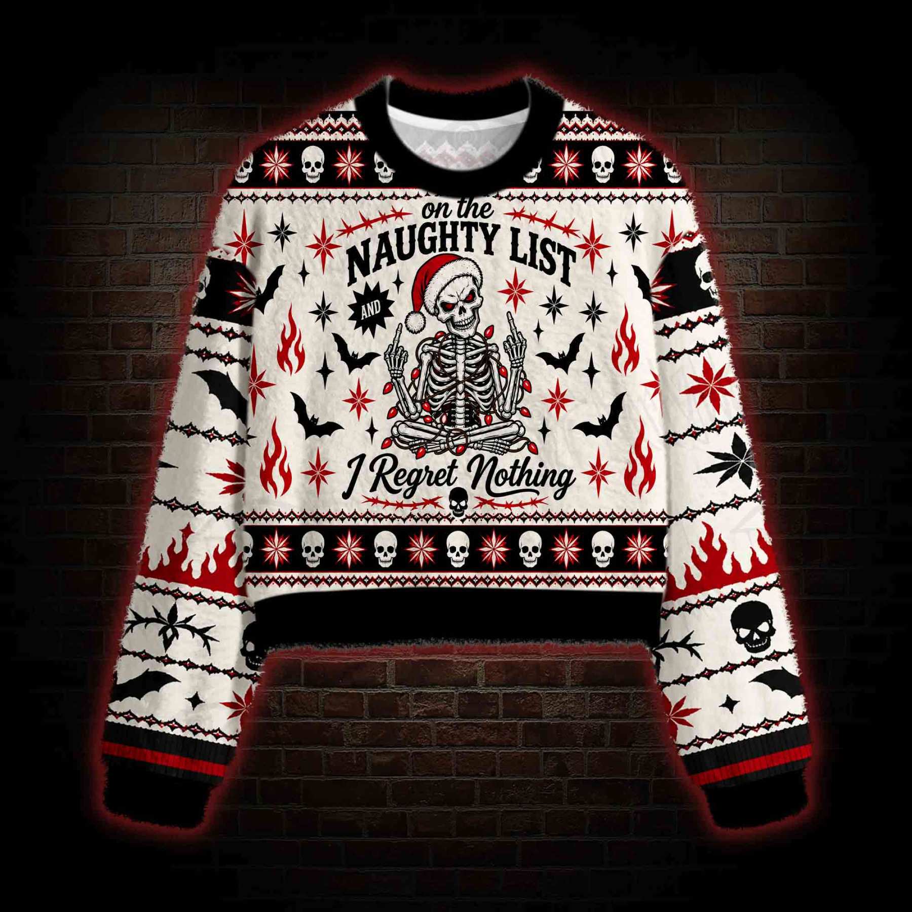 On the Naughty List and I Regret Nothing Women's Cropped Ugly Sweatshirt