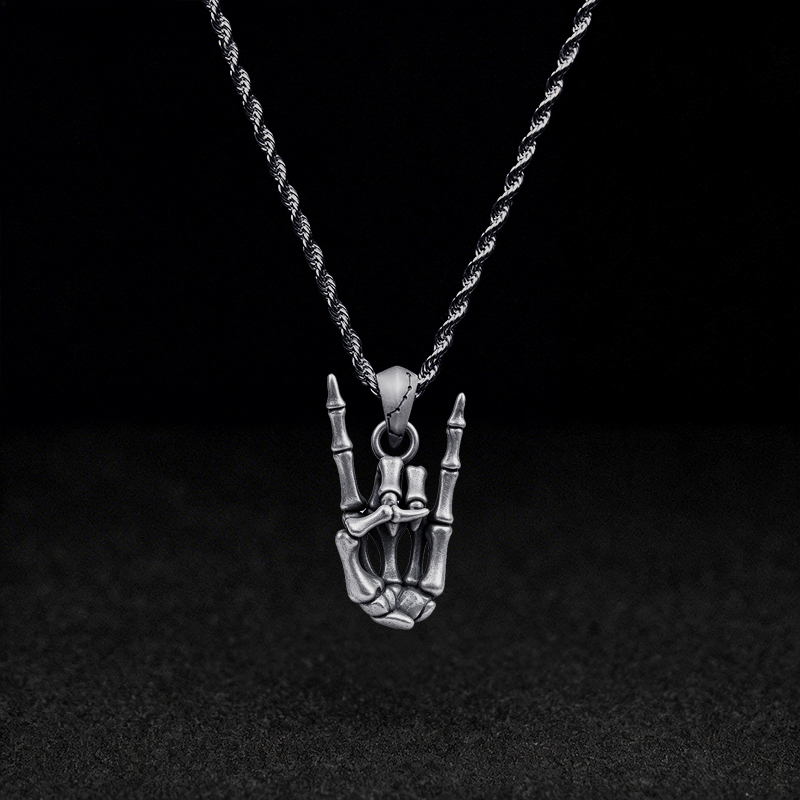 Skeleton Rock Hand Necklace