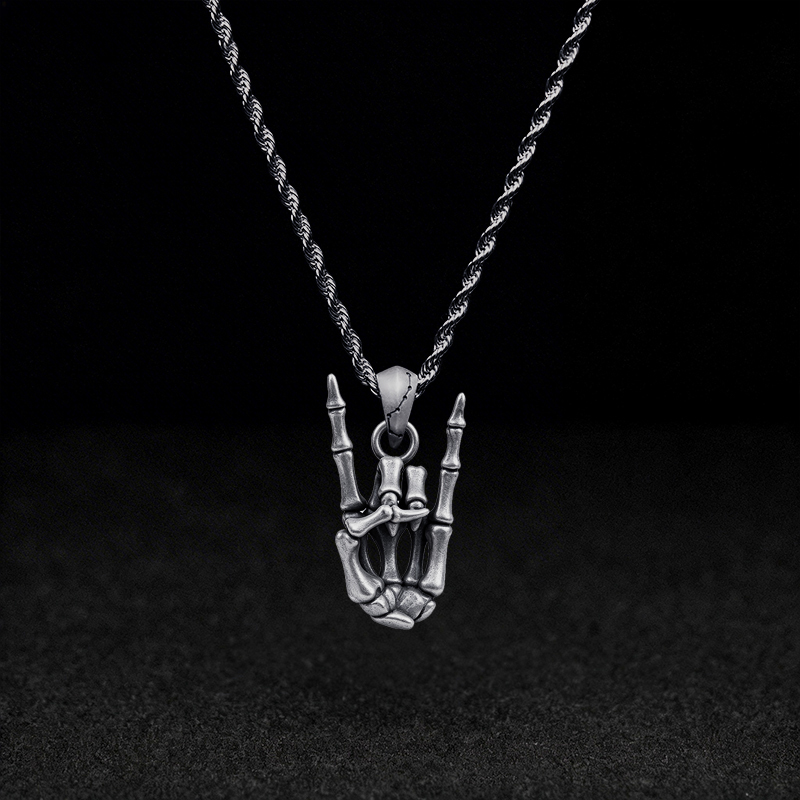 Skeleton Rock Hand Necklace