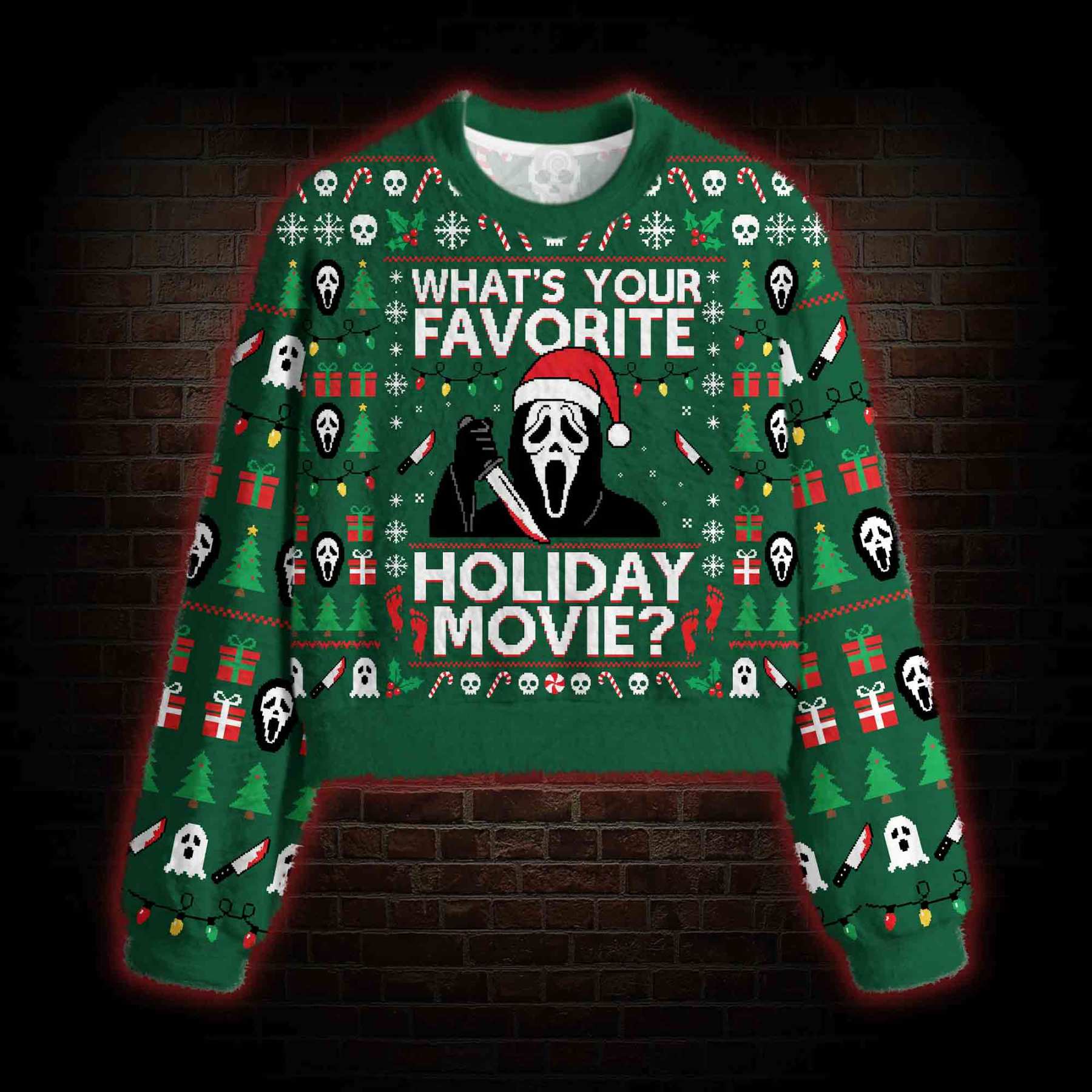Favorite Holiday Movie Women's Cropped Ugly Sweatshirt