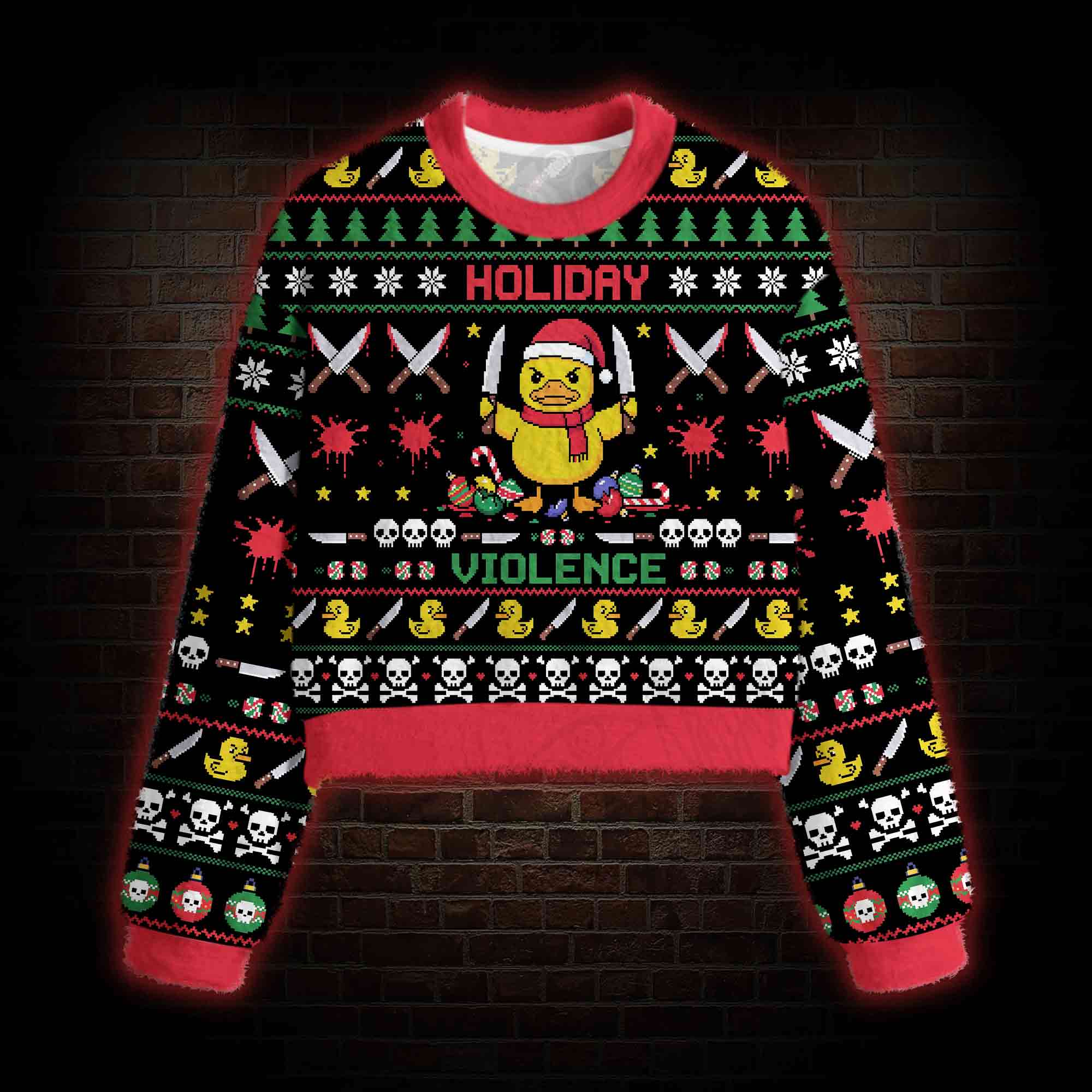 Holiday Violence Women's Cropped Ugly Sweatshirt