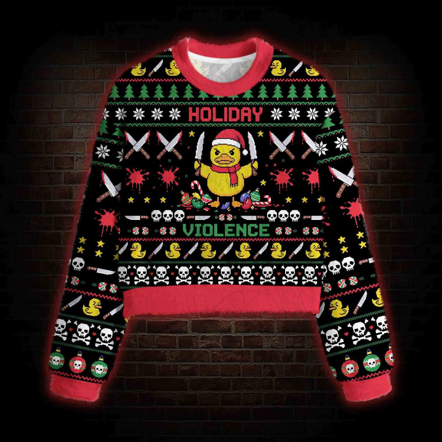 Holiday Violence Women's Cropped Ugly Sweatshirt