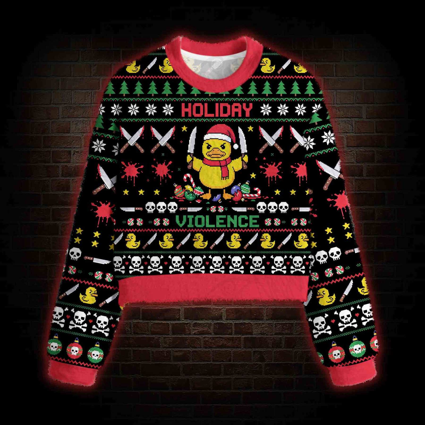 Holiday Violence Women's Cropped Ugly Sweatshirt