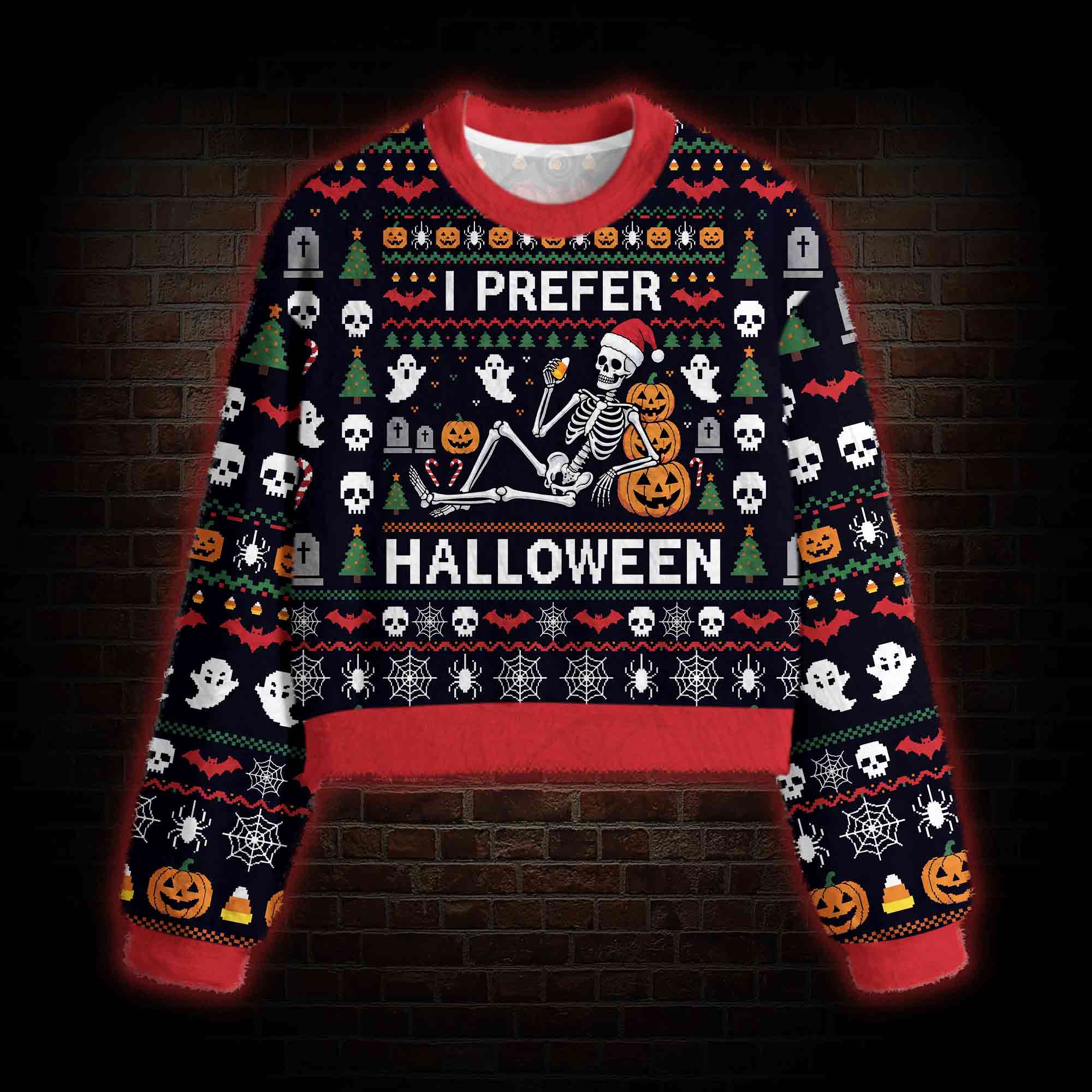 Prefer Halloween Women's Cropped Ugly Sweatshirt