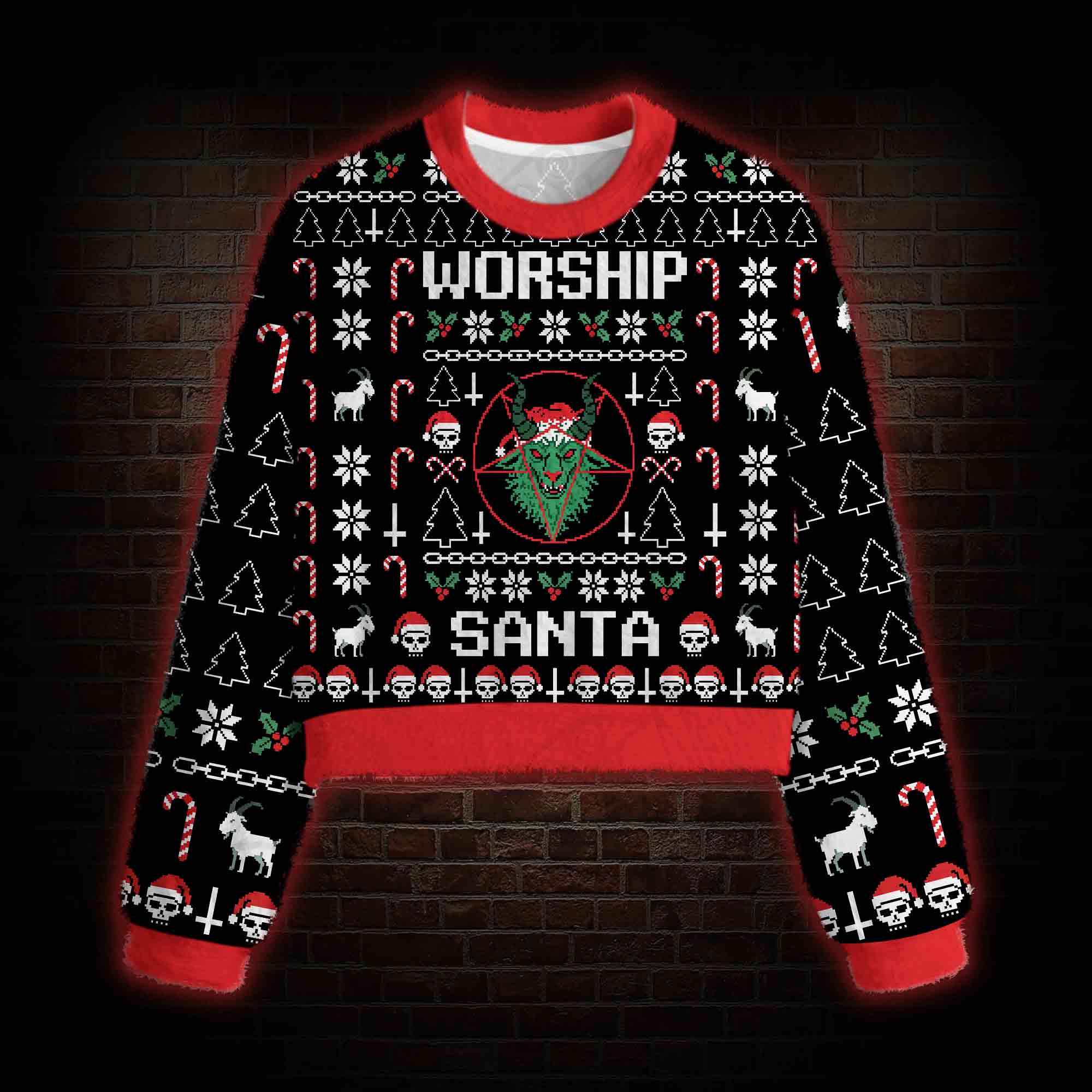 Worship Santa Women's Cropped Ugly Sweatshirt