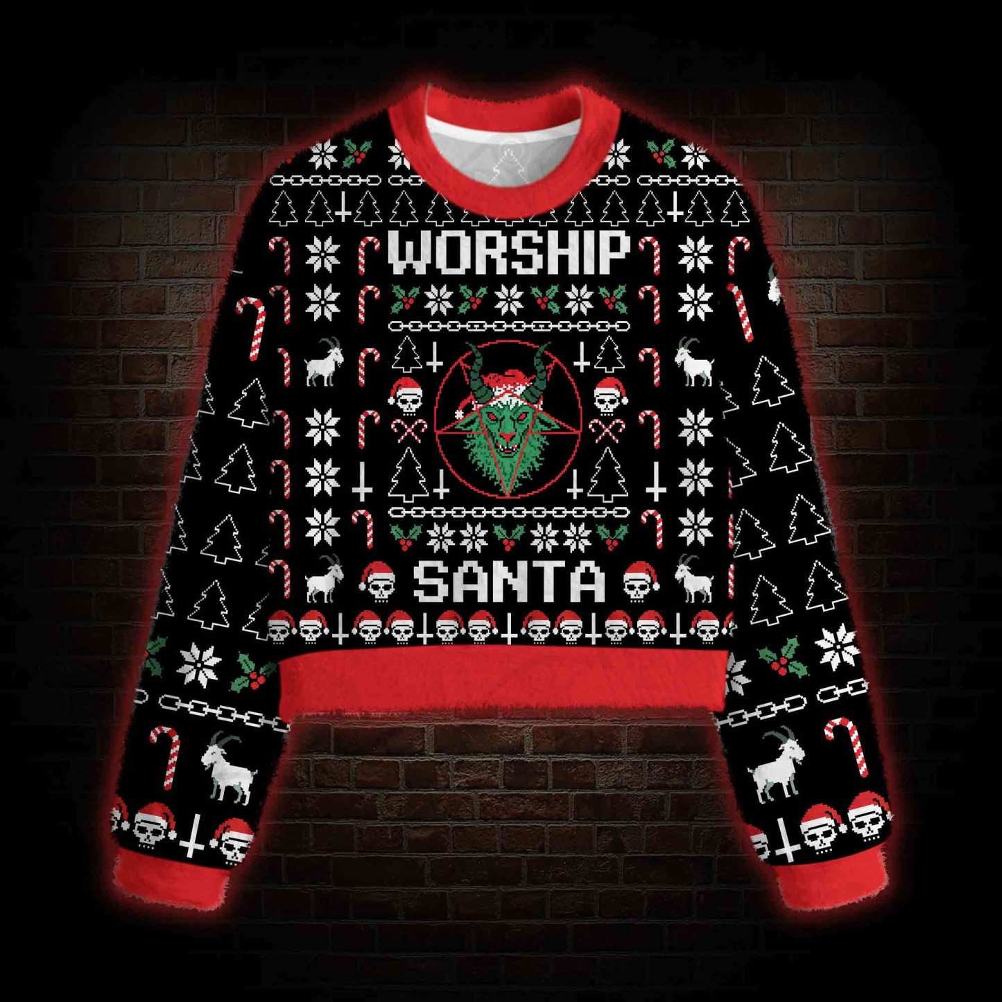Worship Santa Women's Cropped Ugly Sweatshirt