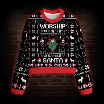 Worship Santa Women's Cropped Ugly Sweatshirt