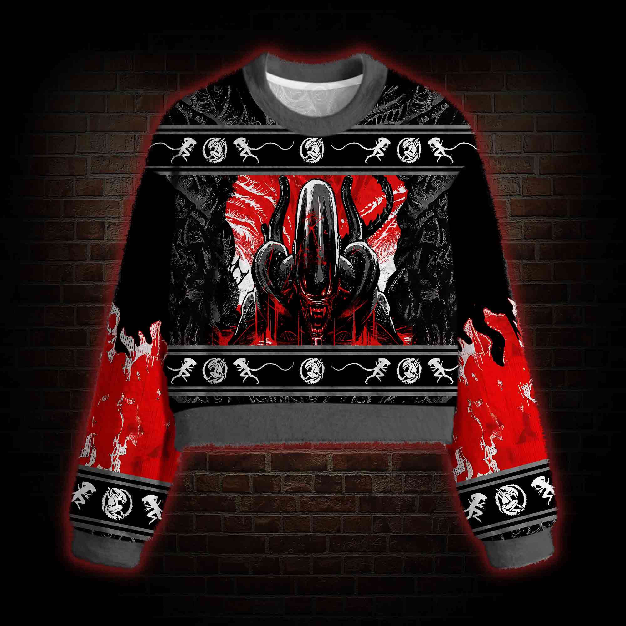 Alien Horror Women's Cropped Ugly Sweatshirt