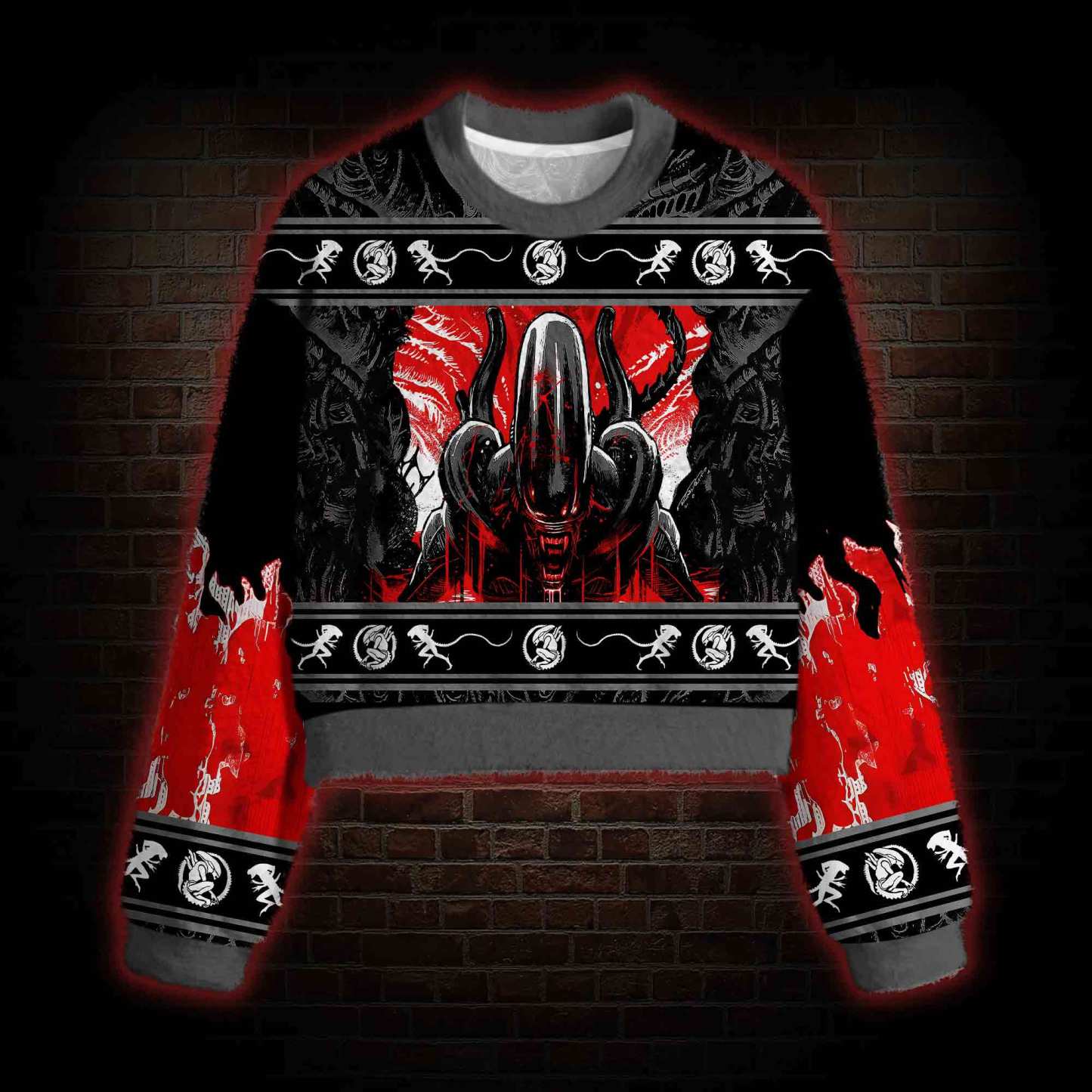 Alien Horror Women's Cropped Ugly Sweatshirt