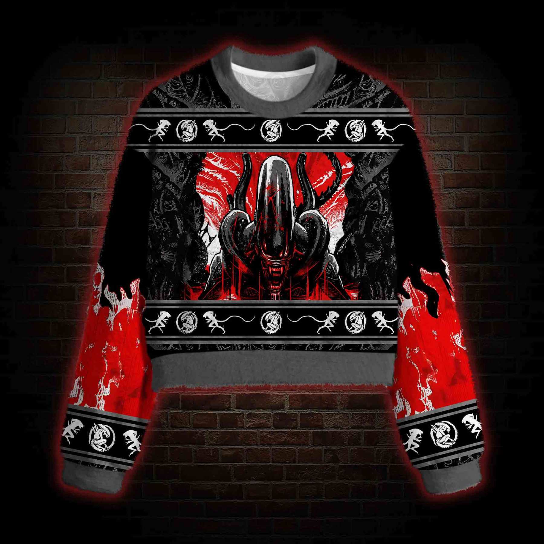 Alien Horror Women's Cropped Ugly Sweatshirt