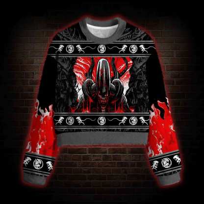 Alien Horror Women's Cropped Ugly Sweatshirt