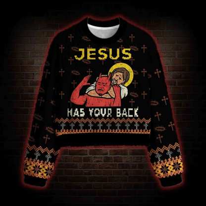 Jesus has Your Back Women's Cropped Ugly Sweatshirt