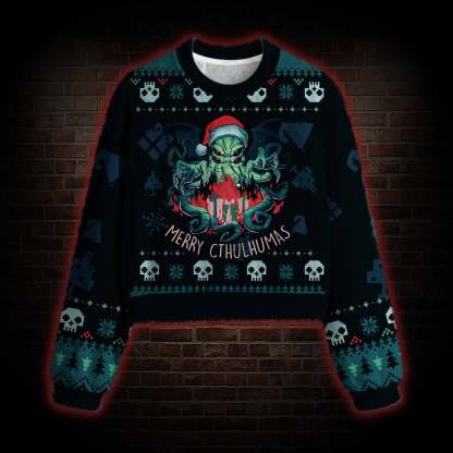Merry Cthulhumas Women's Cropped Ugly Sweatshirt