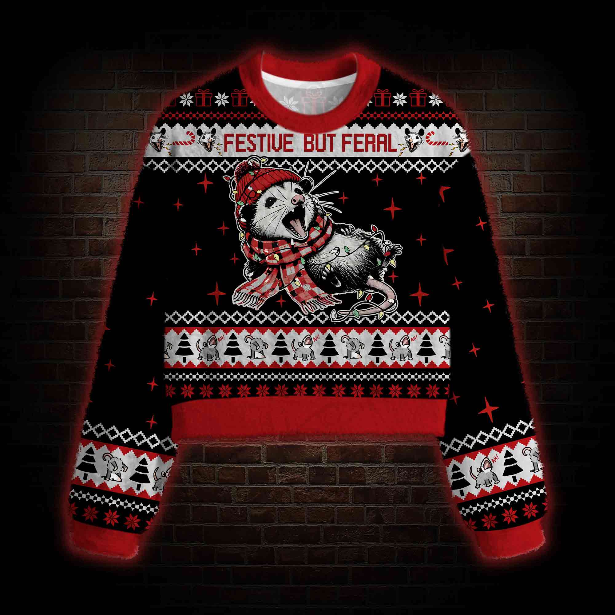 Festive But Feral Women's Cropped Ugly Sweatshirt