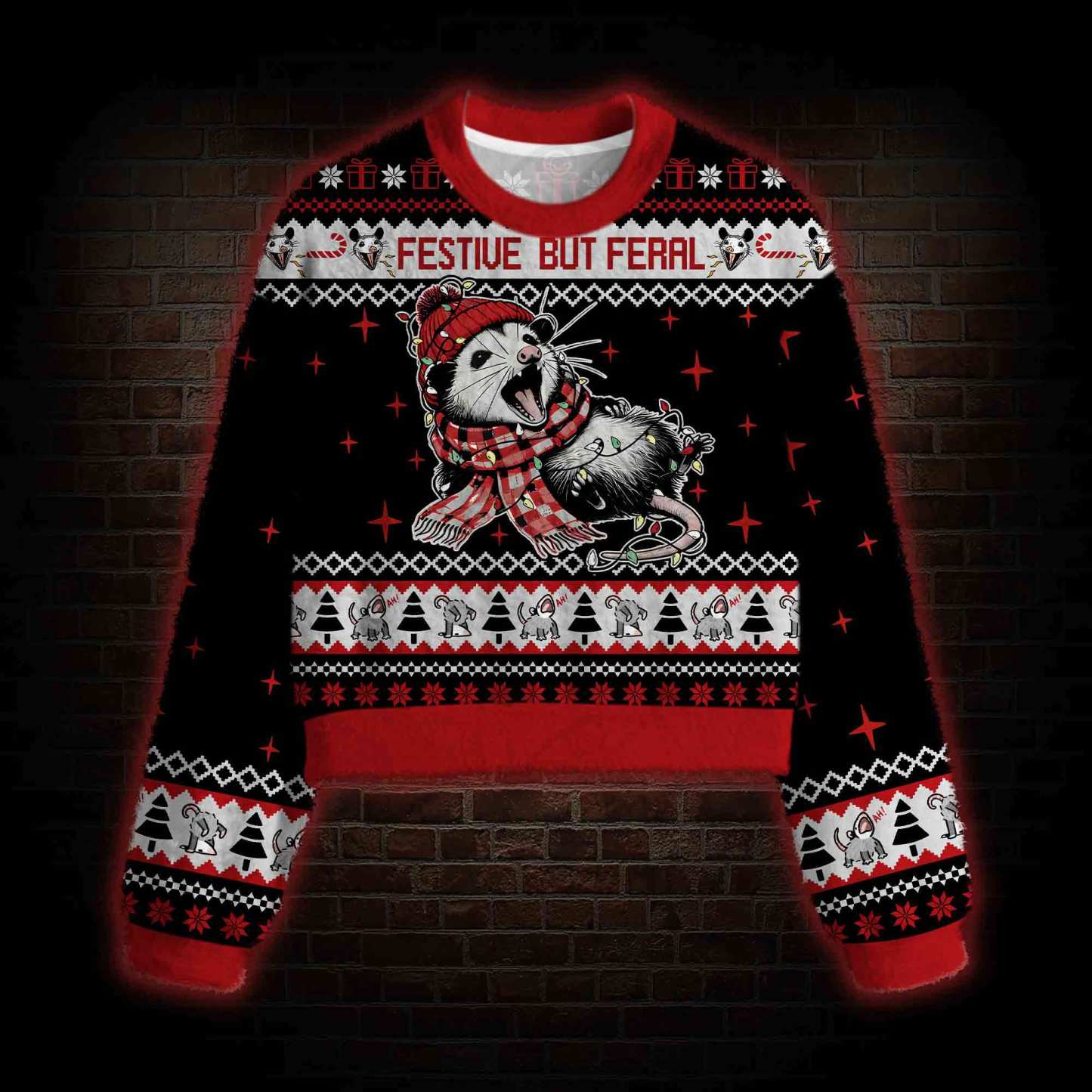 Festive But Feral Women's Cropped Ugly Sweatshirt