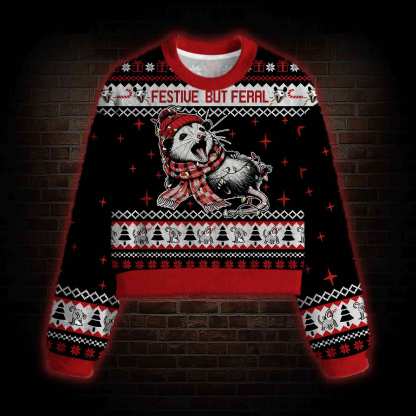 Festive But Feral Women's Cropped Ugly Sweatshirt