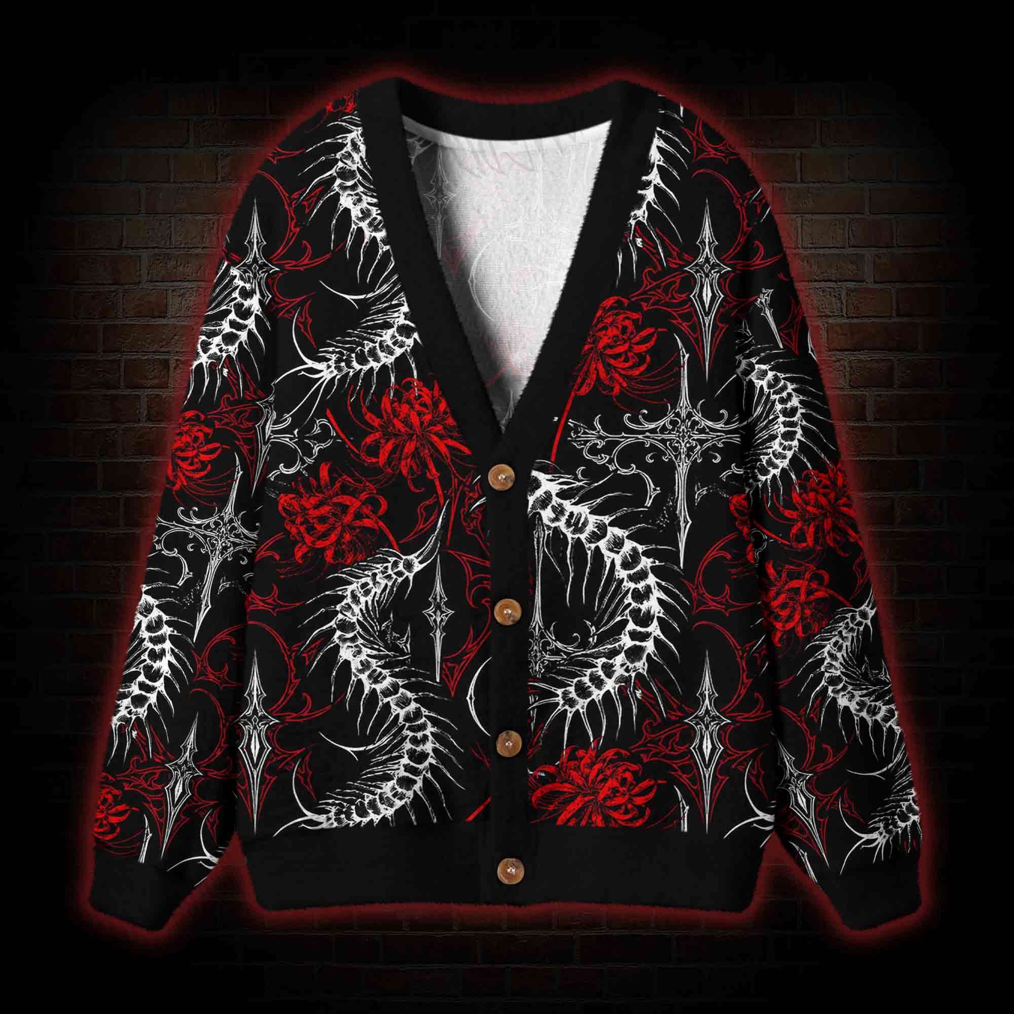 Gothic Bloodshot Centipede Cardigan Sweater