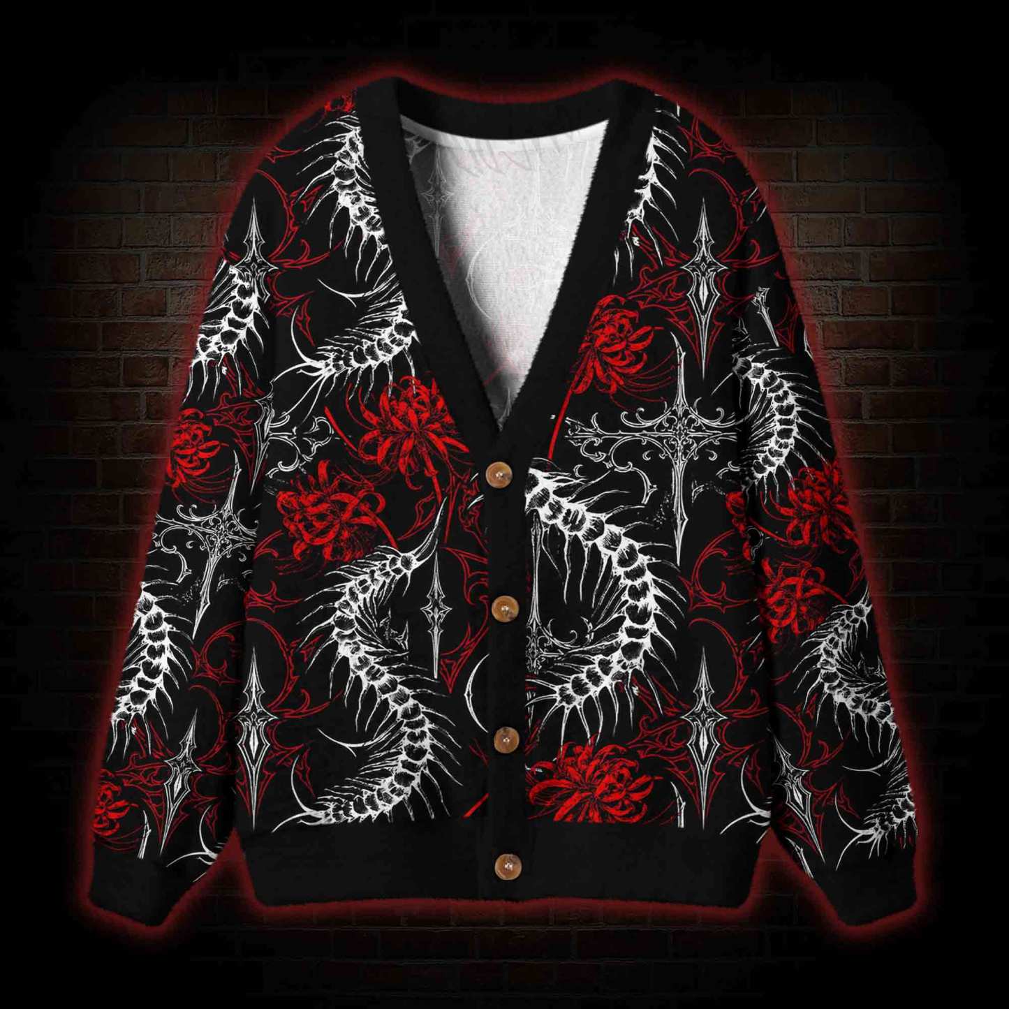 Gothic Bloodshot Centipede Cardigan Sweater