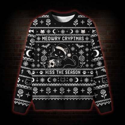 Meowry Cryptmas Hiss the Season Ugly Sweatshirts