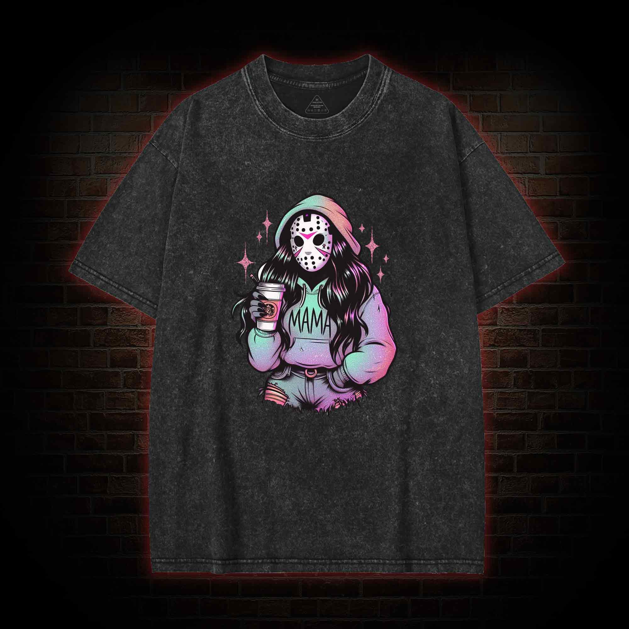 Halloween Horror Mama Washed T-shirt
