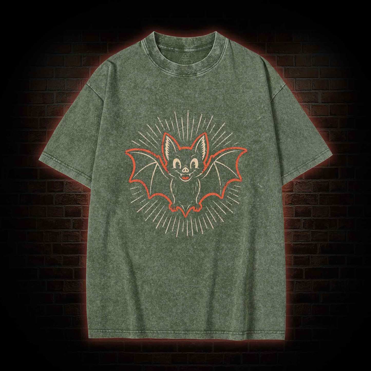 Vintage Cartoon Spooky Bat Washed T-shirt
