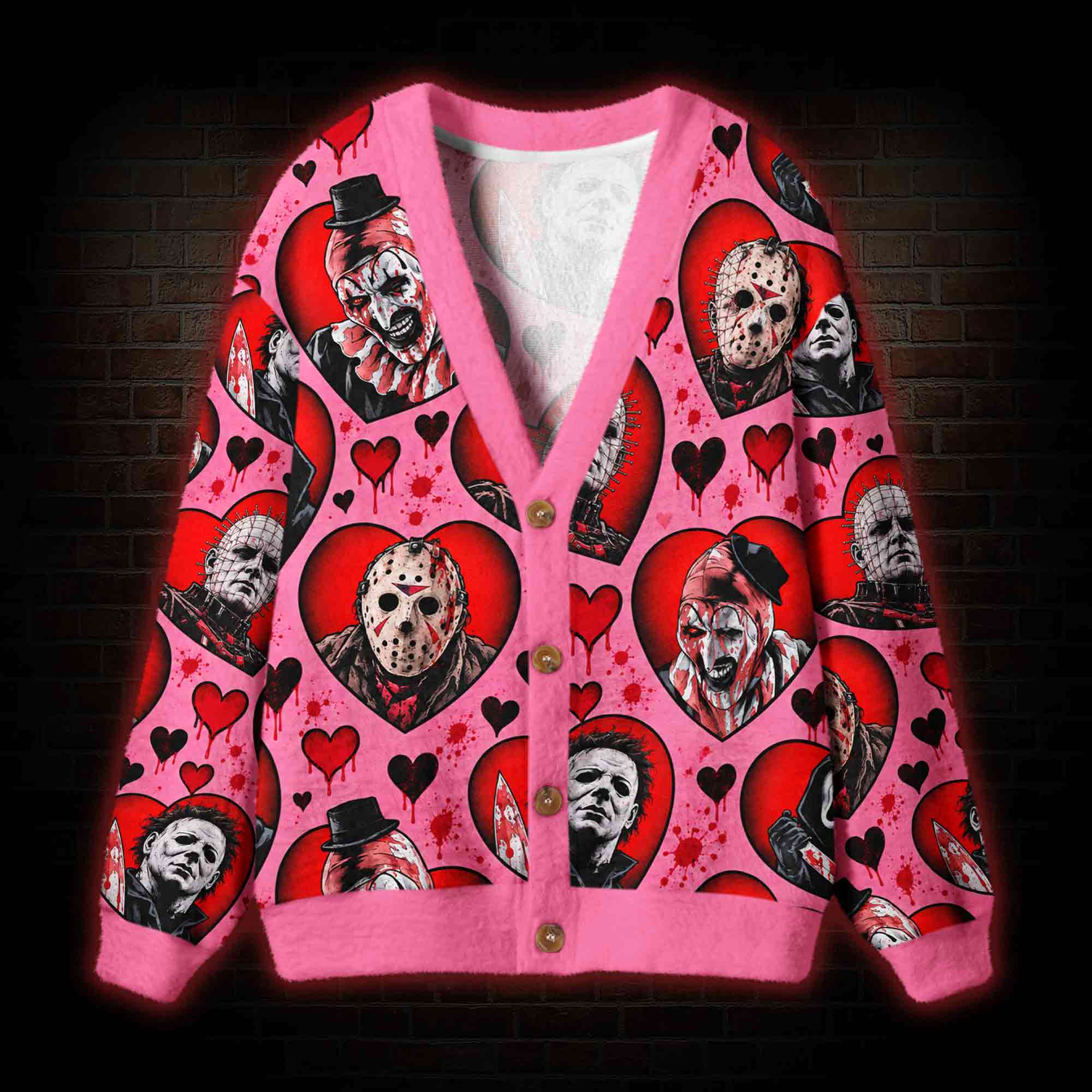 Midnight Slasher Club Pink Cardigan Sweater