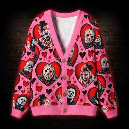 Midnight Slasher Club Pink Cardigan Sweater