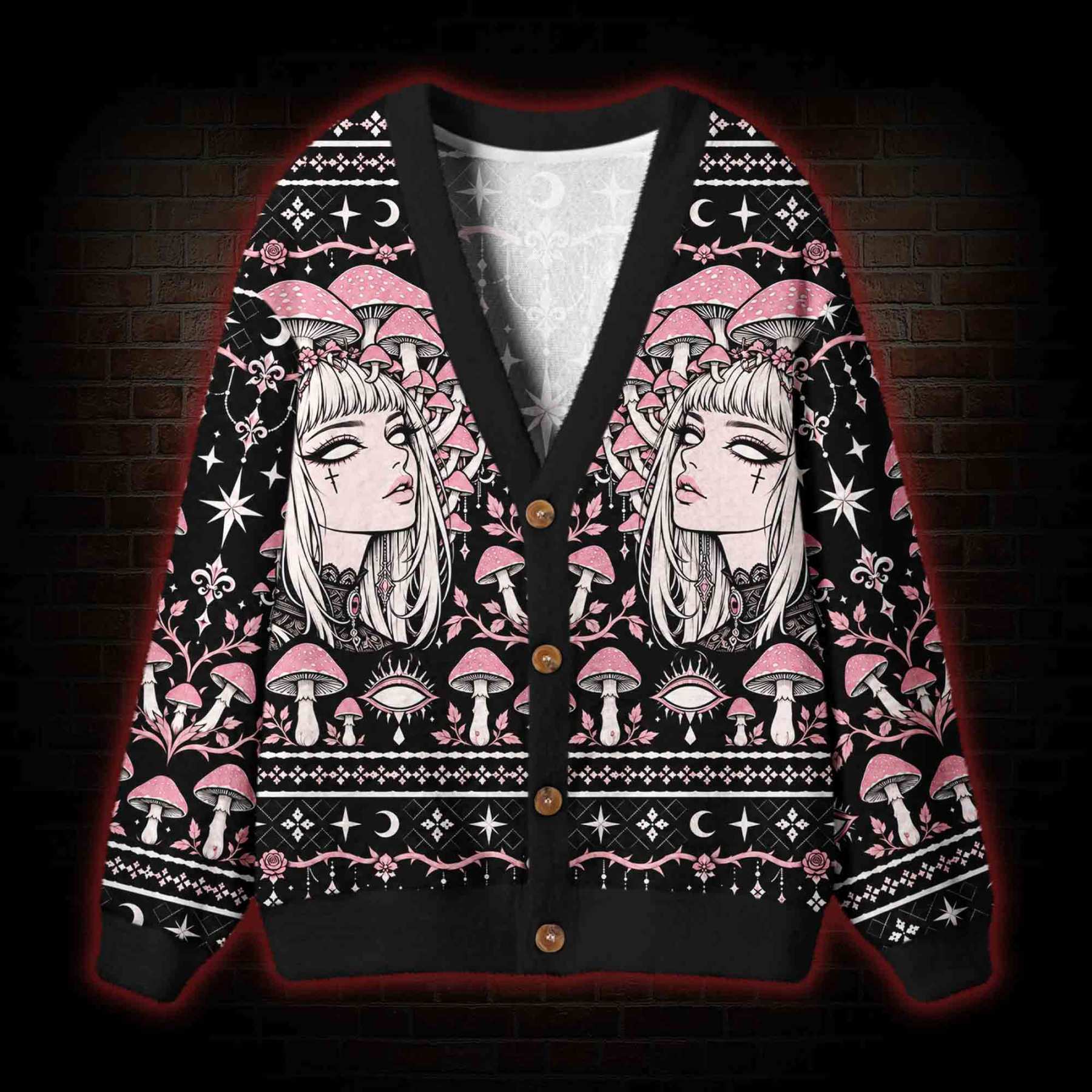 Cosmic Witchcraft Shroom Cardigan Sweater