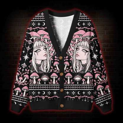 Cosmic Witchcraft Shroom Cardigan Sweater
