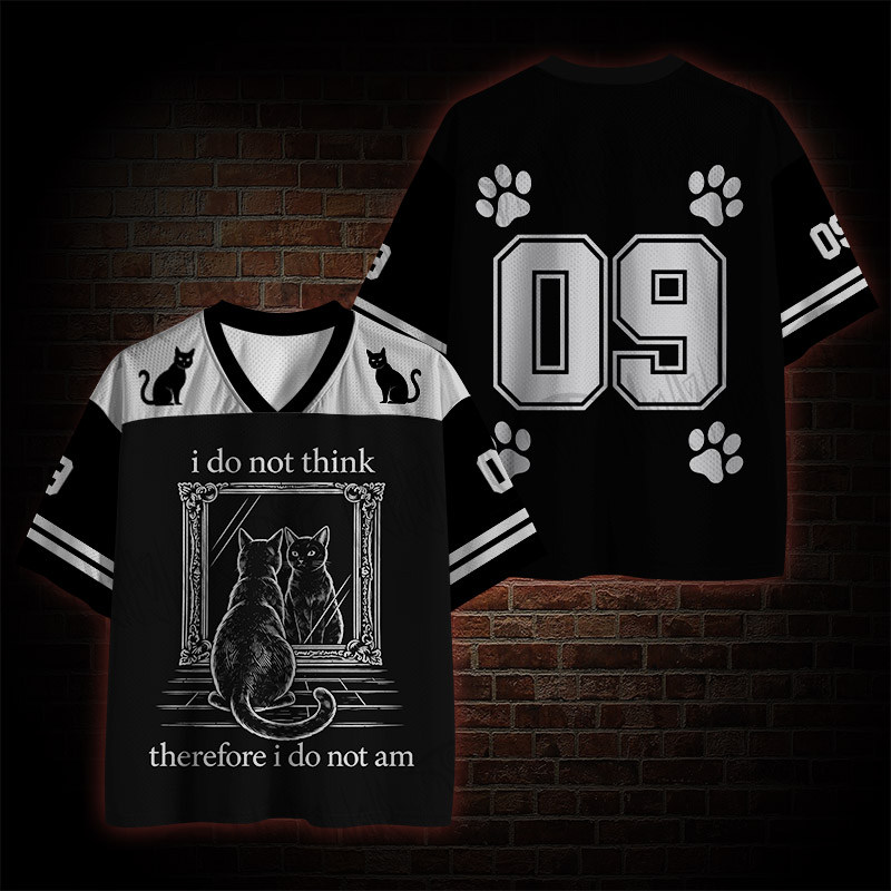I Do Not Think Therefore I Do Not Am Black Cat Mesh Jersey