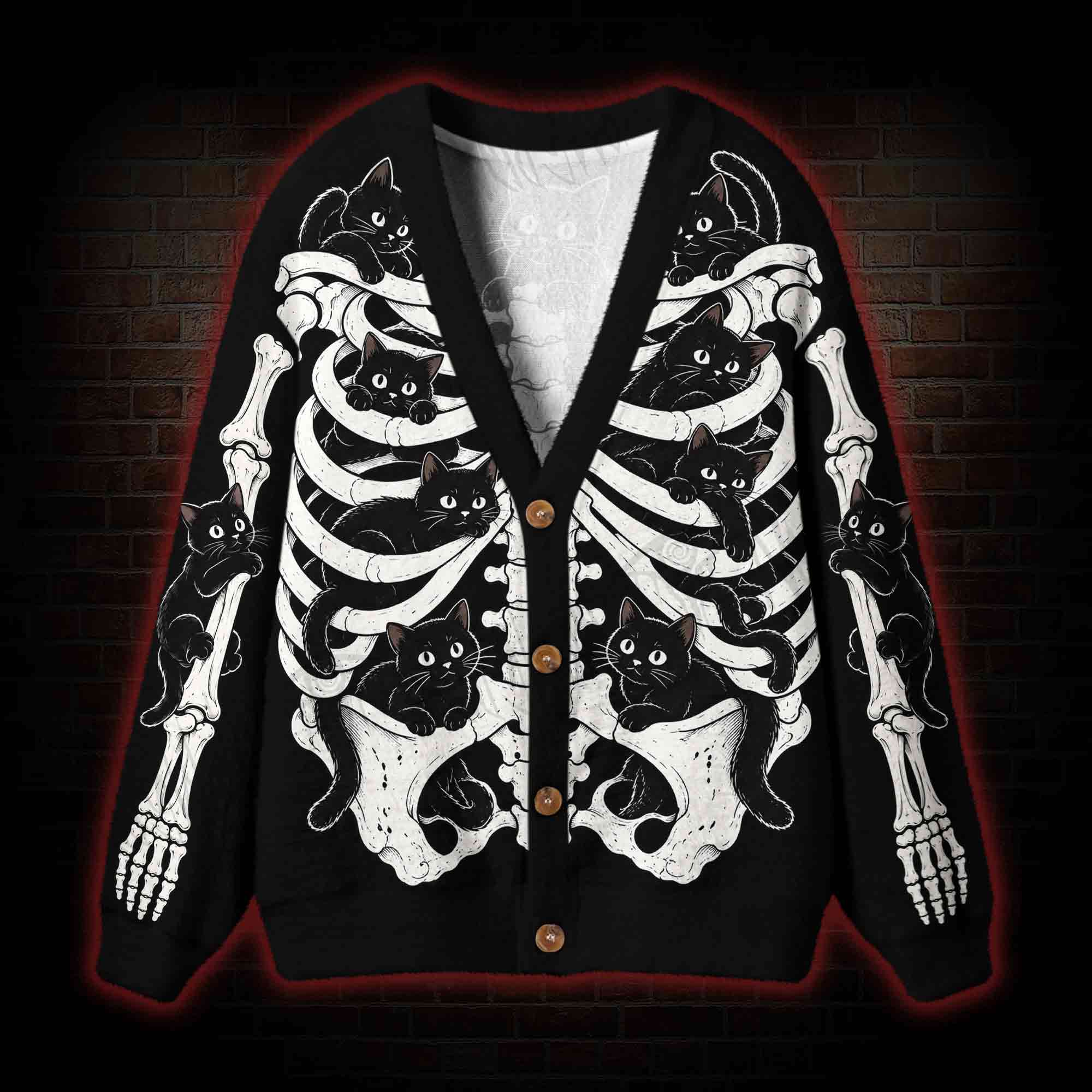 Spooky Cute Rib Cage Cardigan Sweater