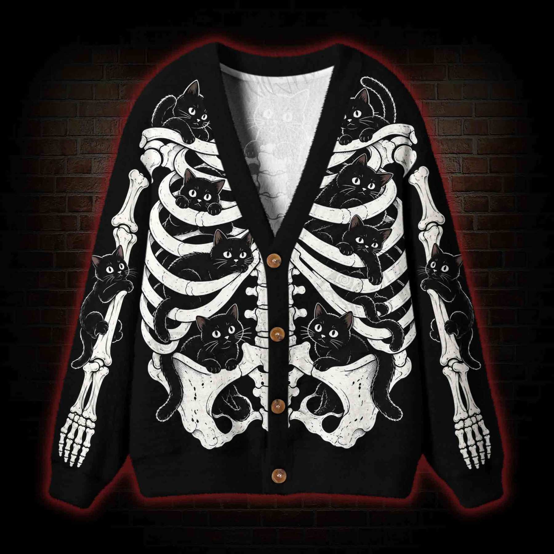 Spooky Cute Rib Cage Cardigan Sweater