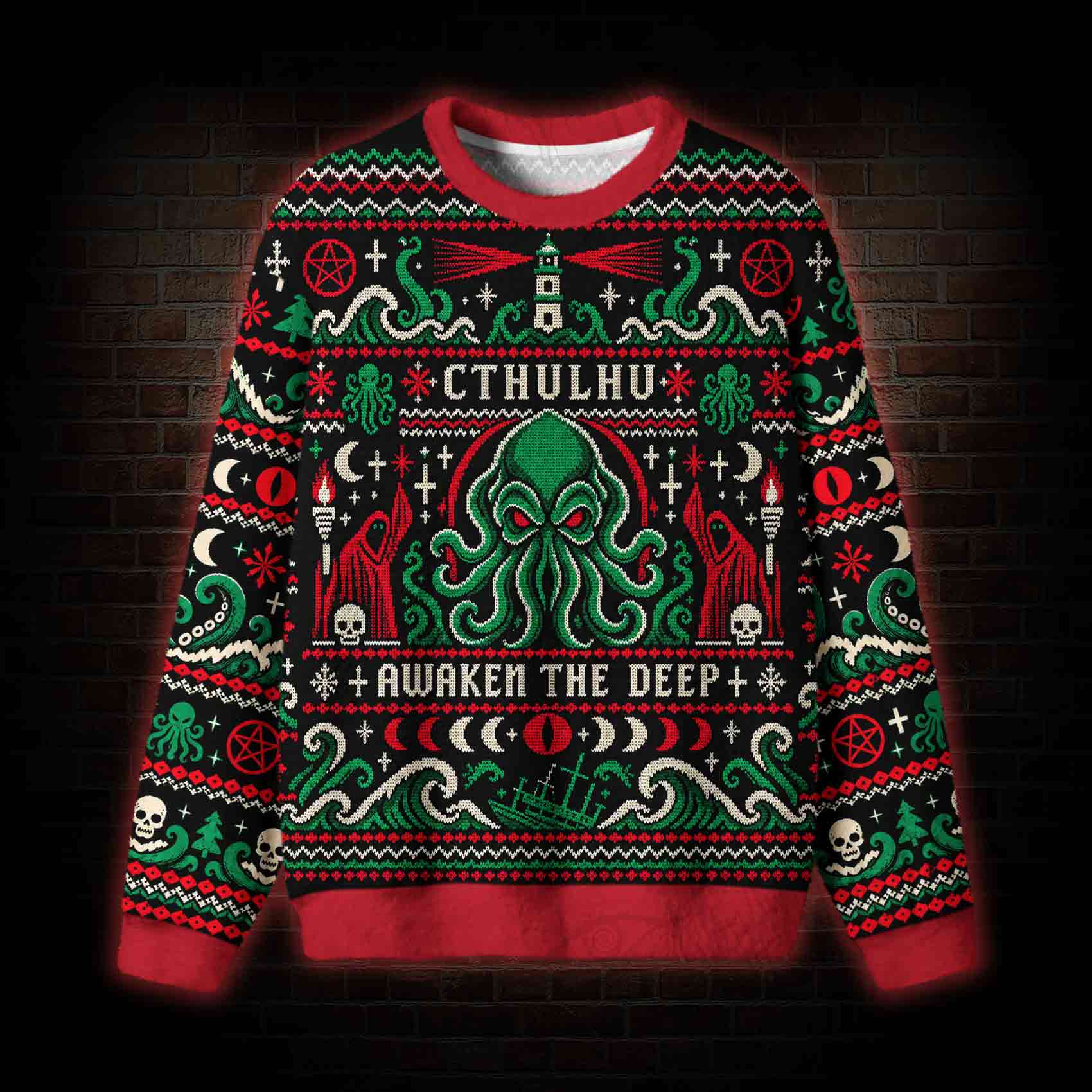 Awaken the Deep Cthulhu Ugly Sweatshirts