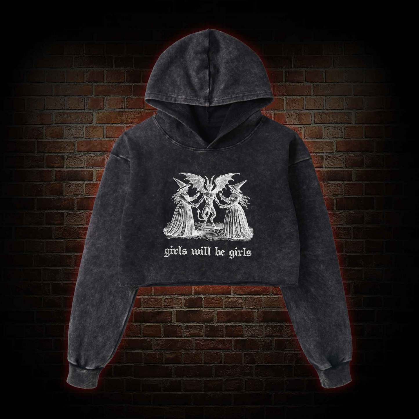 Girls Will Be Girls Washed Cropped Hoodie