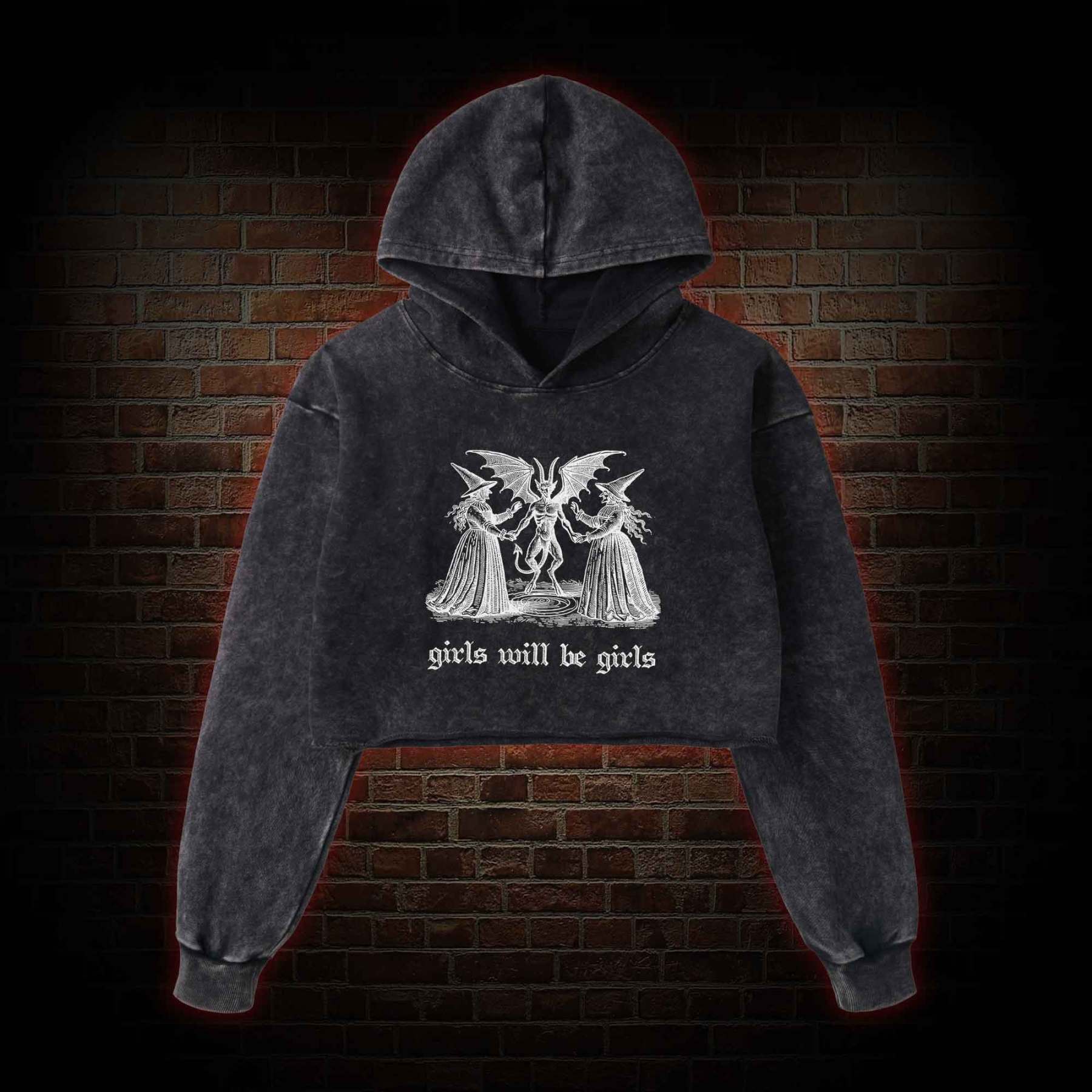 Girls Will Be Girls Washed Cropped Hoodie