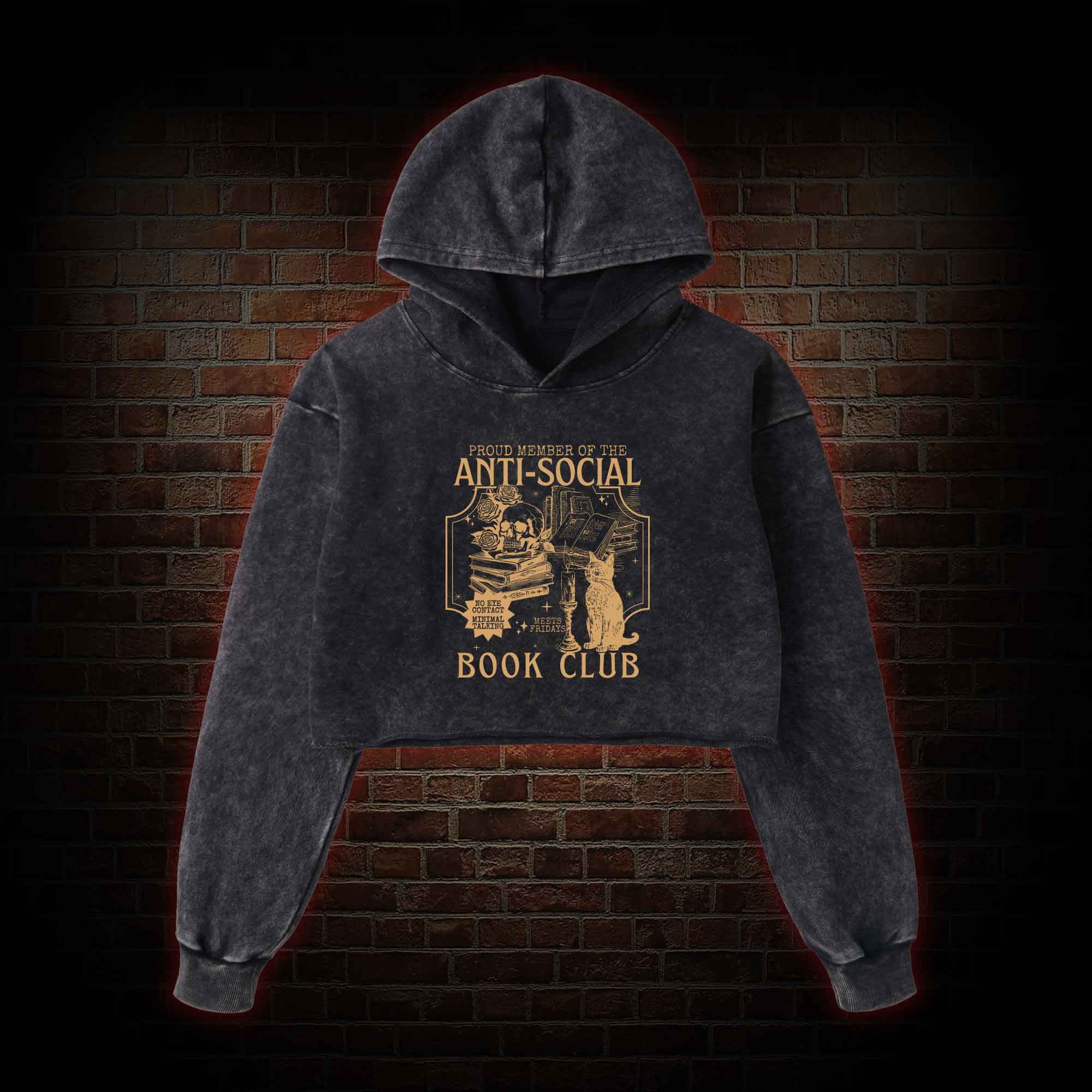 Anti-Social Book Club Washed Cropped Hoodie