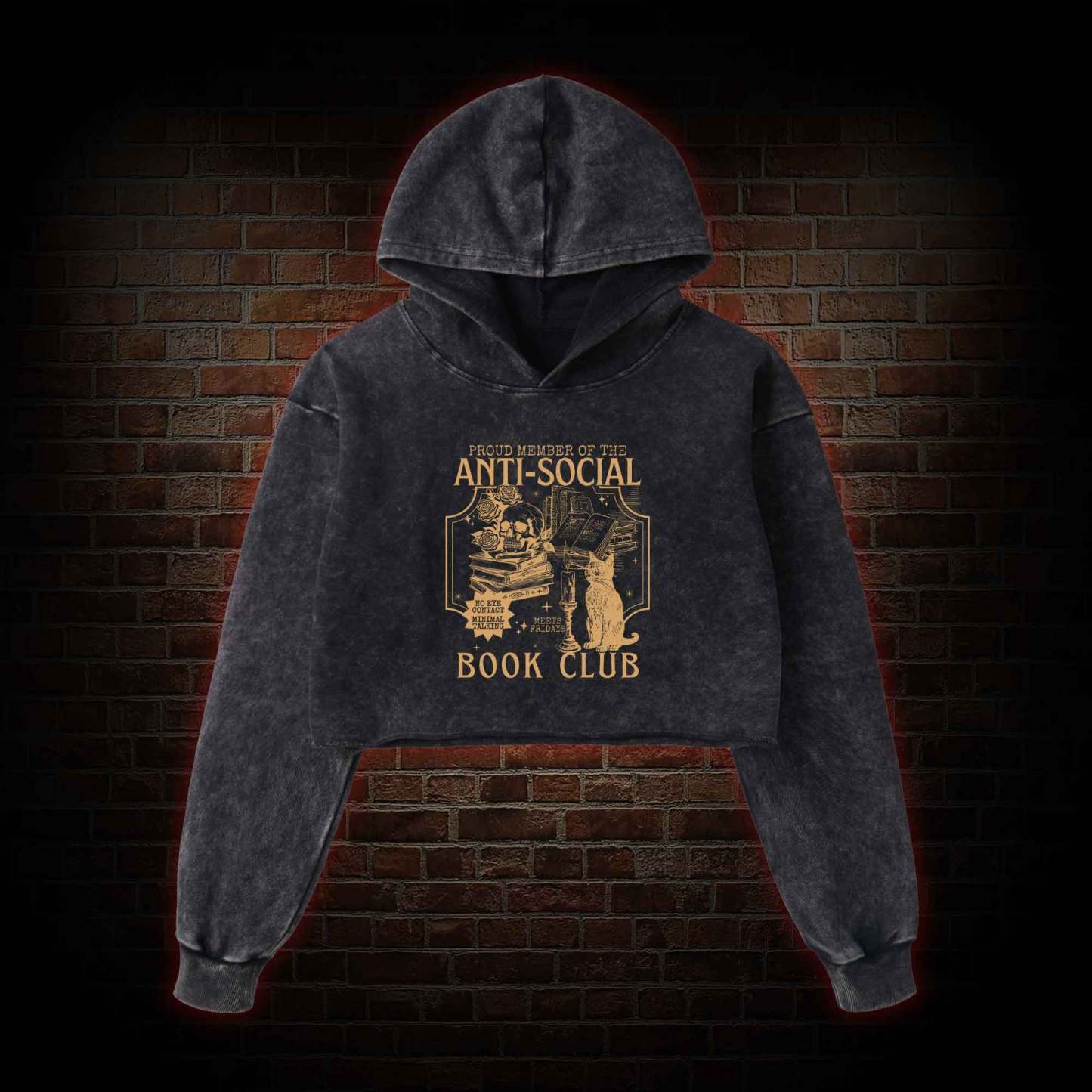 Anti-Social Book Club Washed Cropped Hoodie