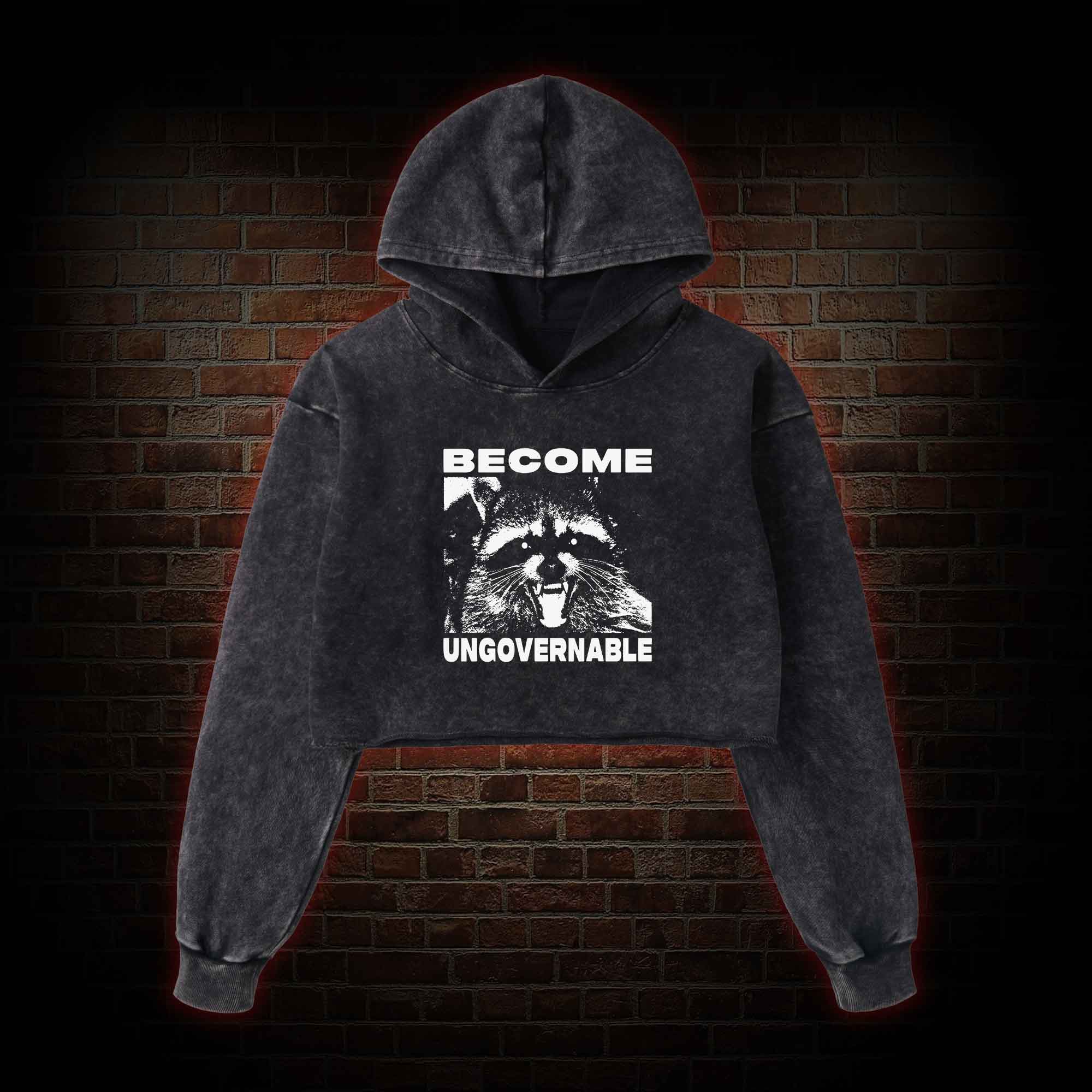 Become Ungovernable Washed Cropped Hoodie