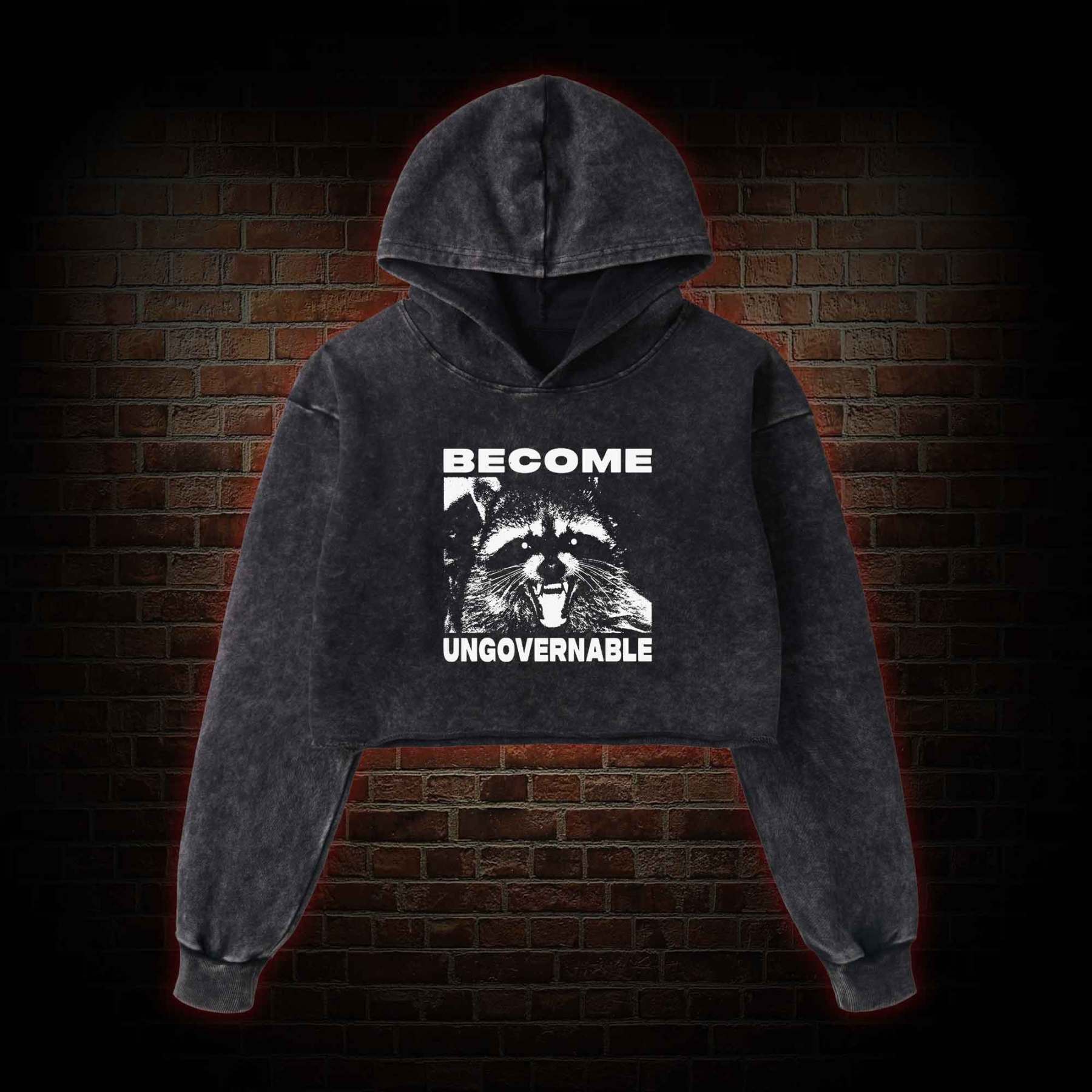 Become Ungovernable Washed Cropped Hoodie