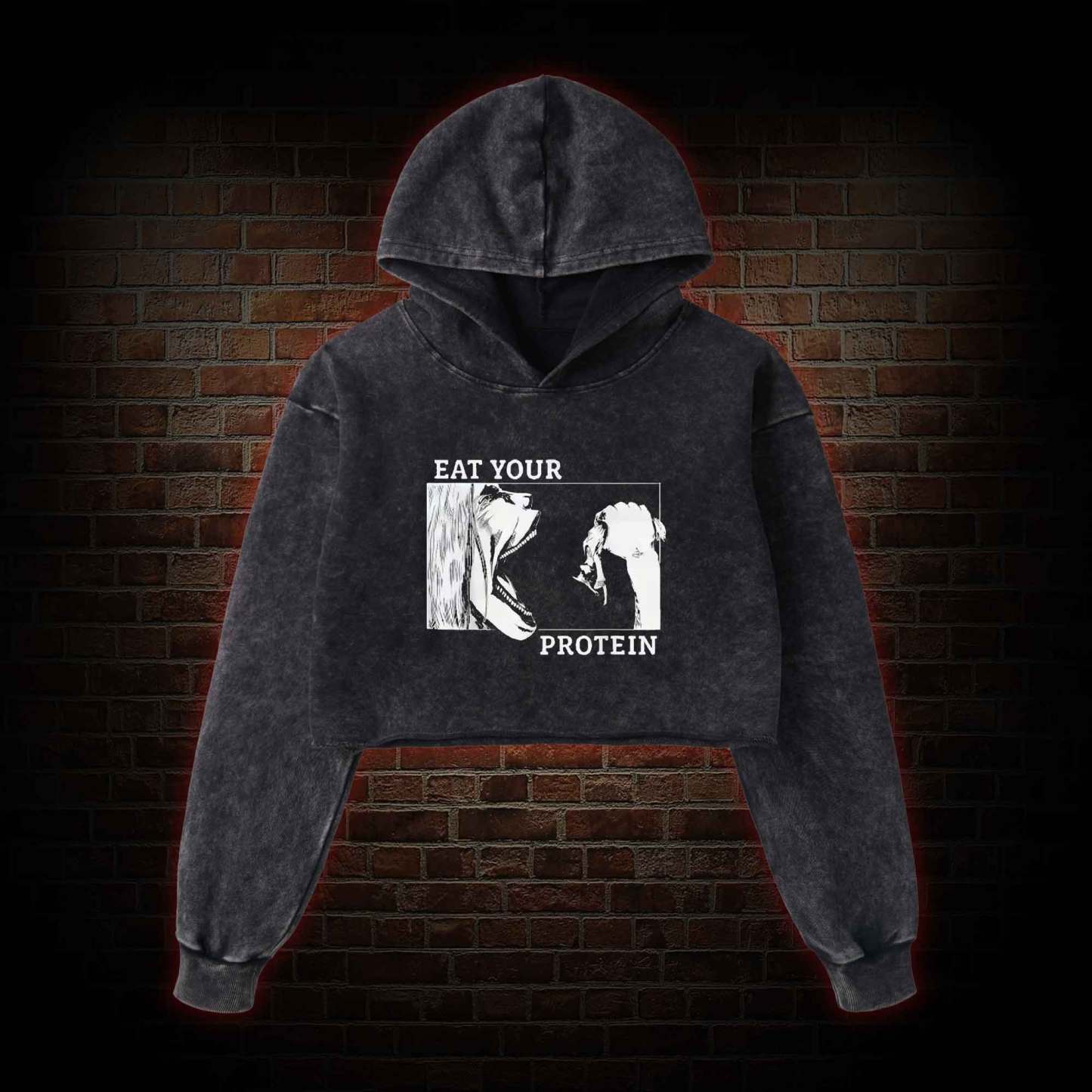 Eat Your Protein Washed Cropped Hoodie