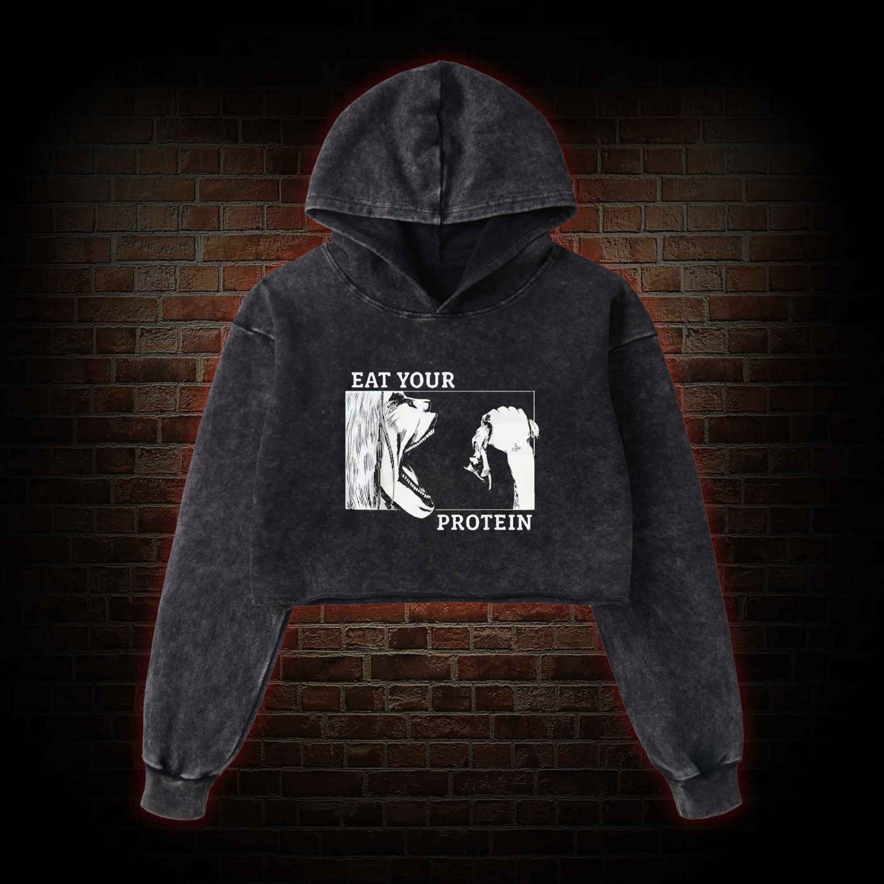 Eat Your Protein Washed Cropped Hoodie