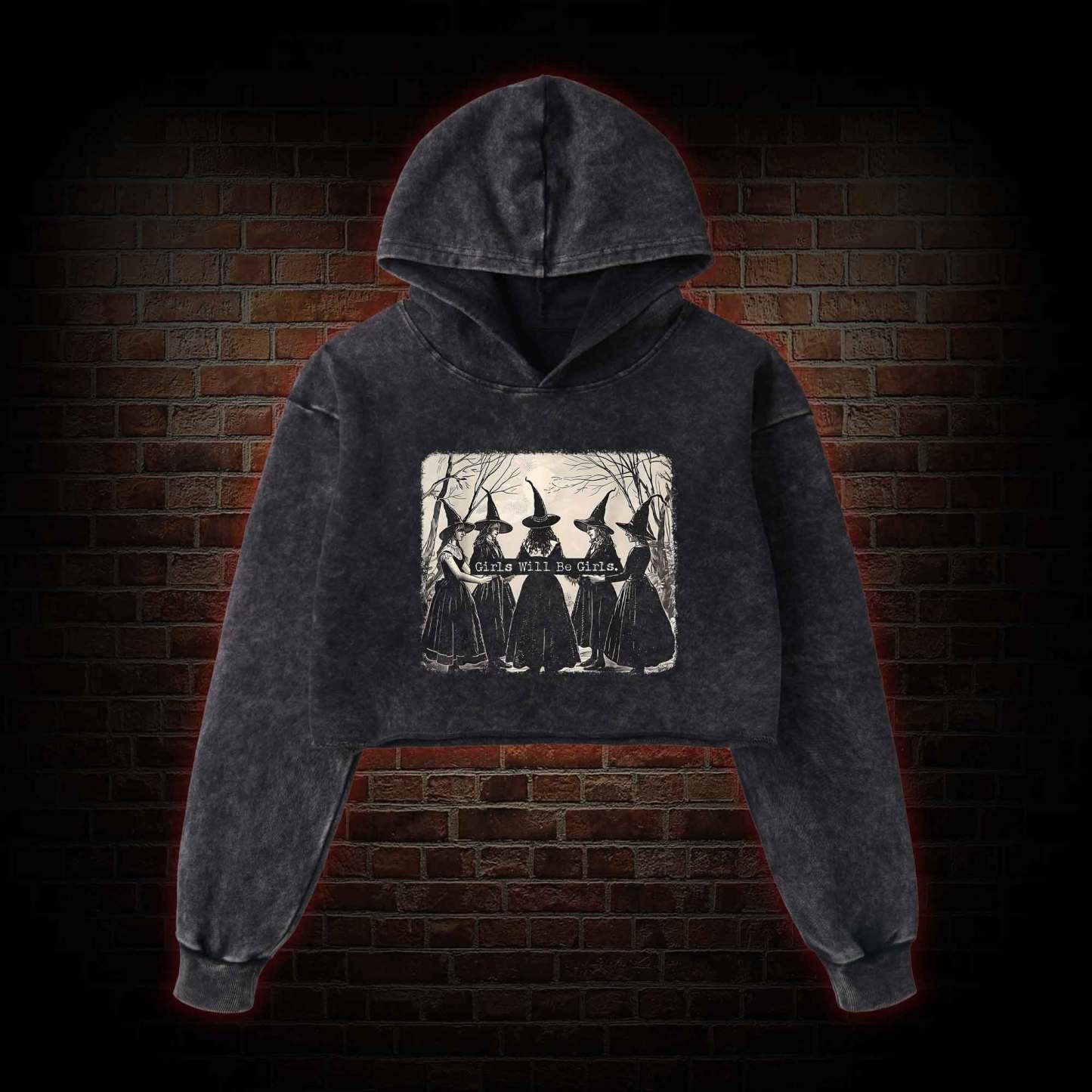 Girl Will Be Girl Washed Cropped Hoodie