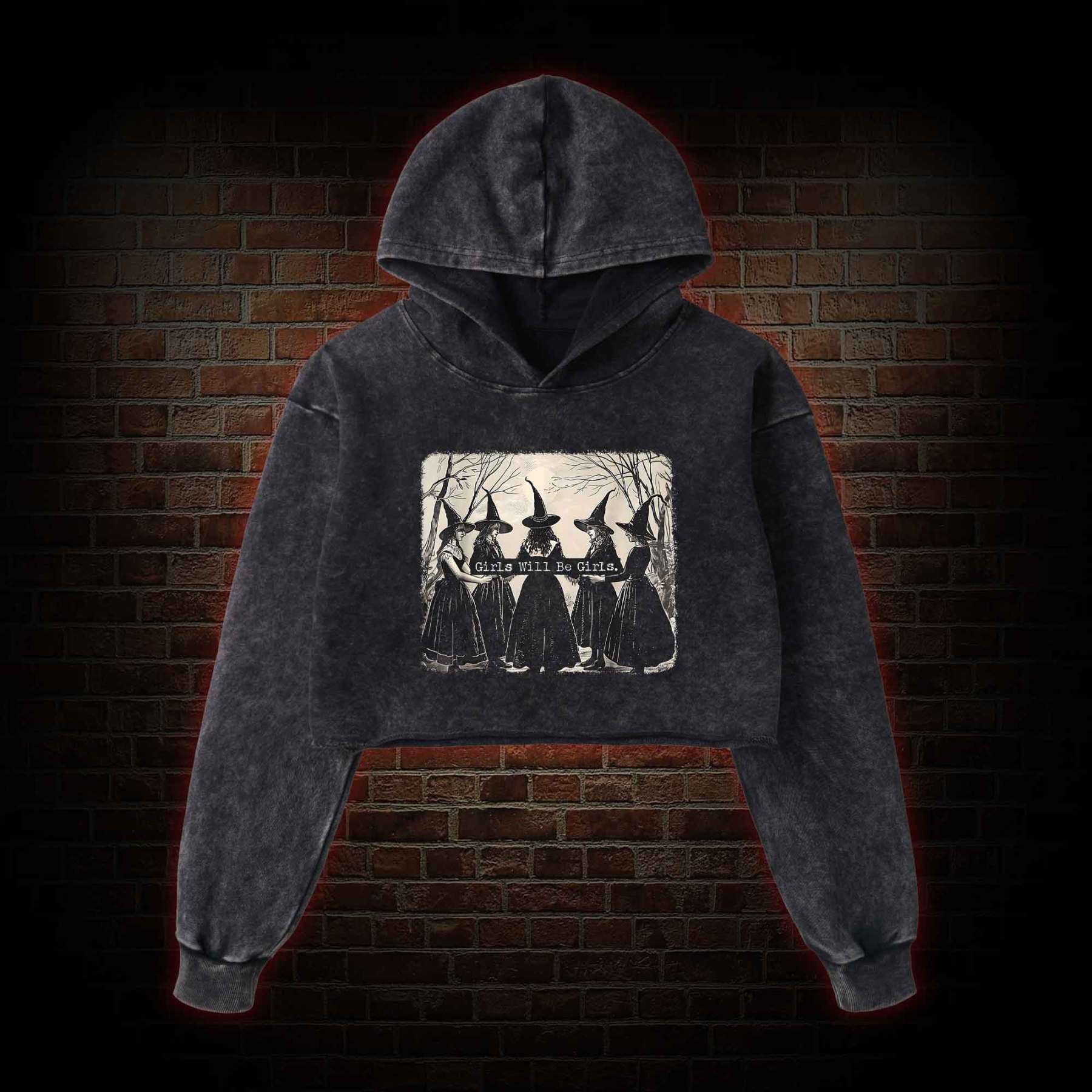 Girl Will Be Girl Washed Cropped Hoodie