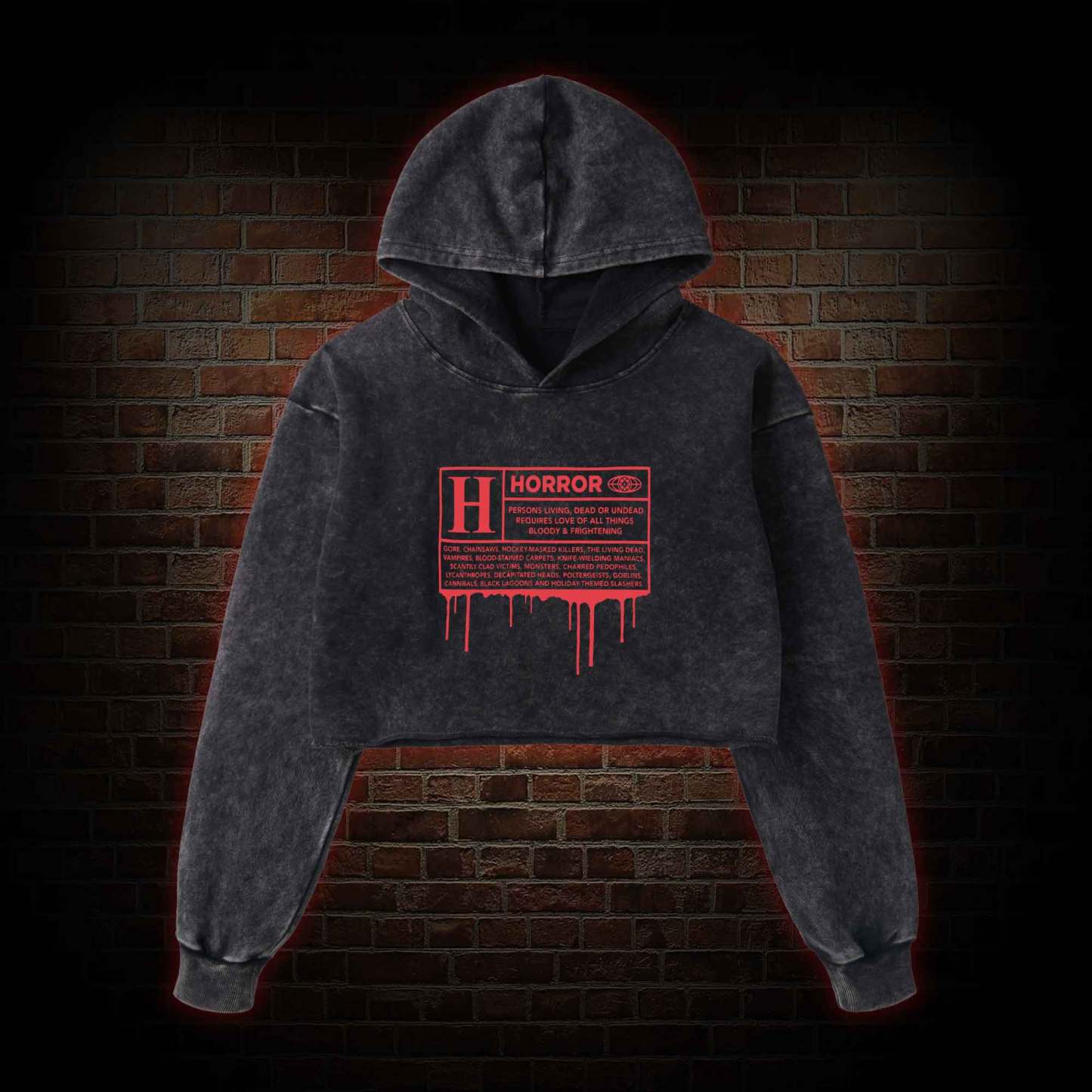 Horror Rating Washed Cropped Hoodie