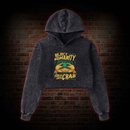 Reject Humanity Crab Washed Cropped Hoodie