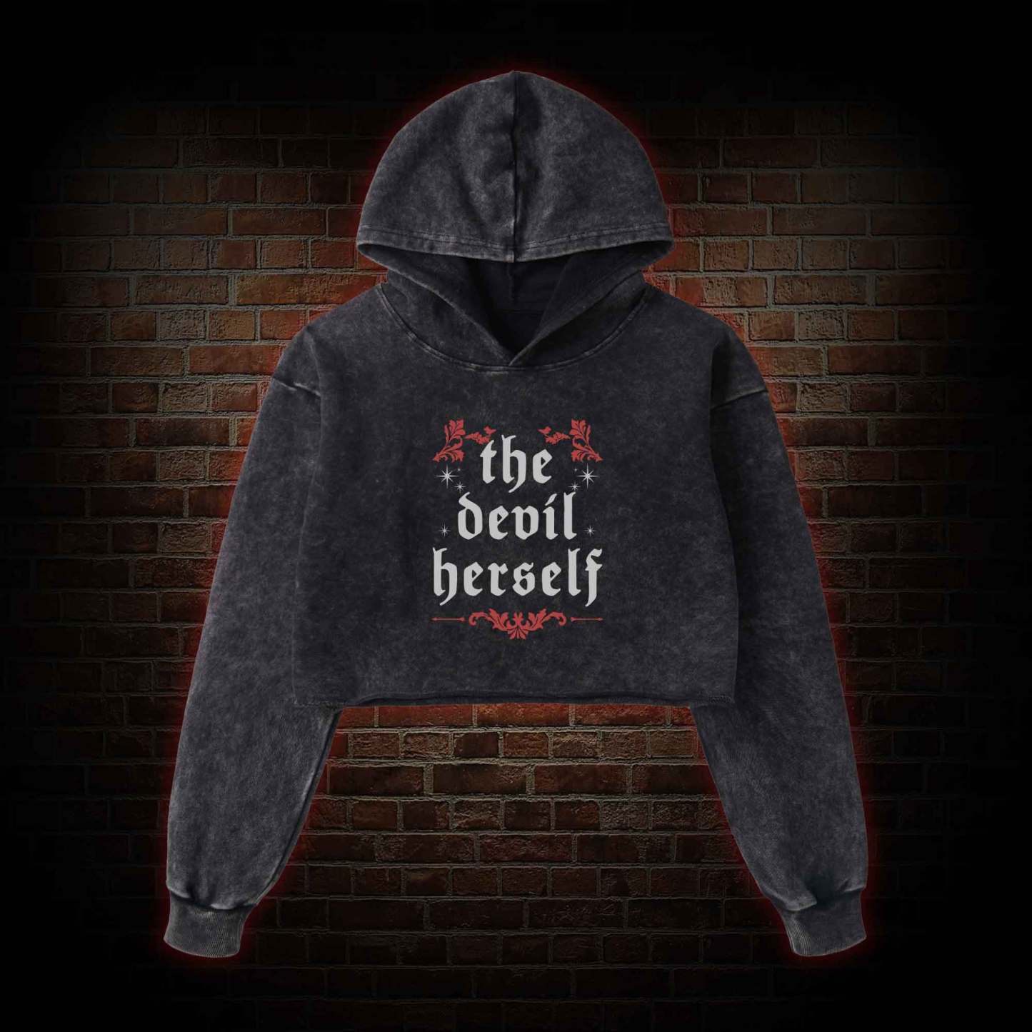The Devil Herself Greek mythology Washed Cropped Hoodie