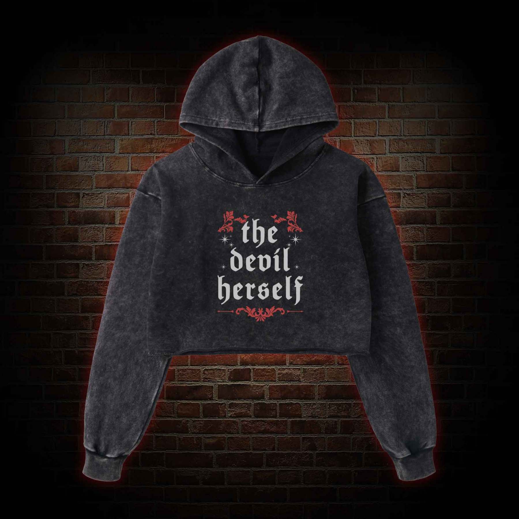 The Devil Herself Greek mythology Washed Cropped Hoodie