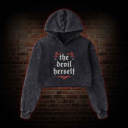 The Devil Herself Greek mythology Washed Cropped Hoodie