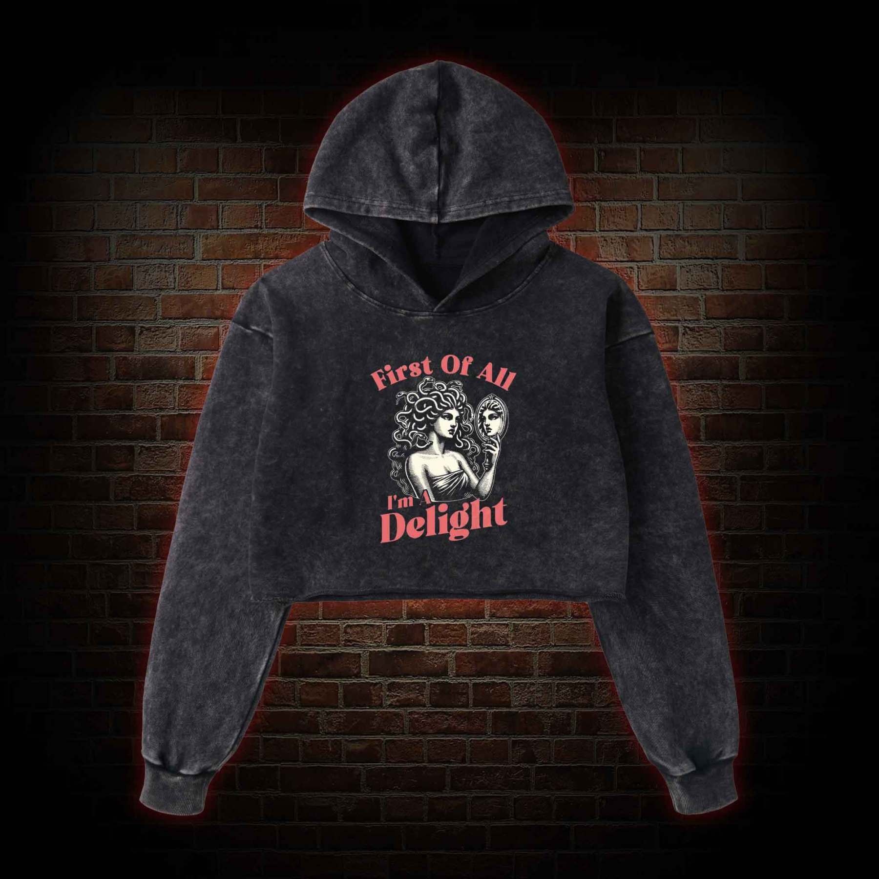 First of All I'm a Delight Washed Cropped Hoodie